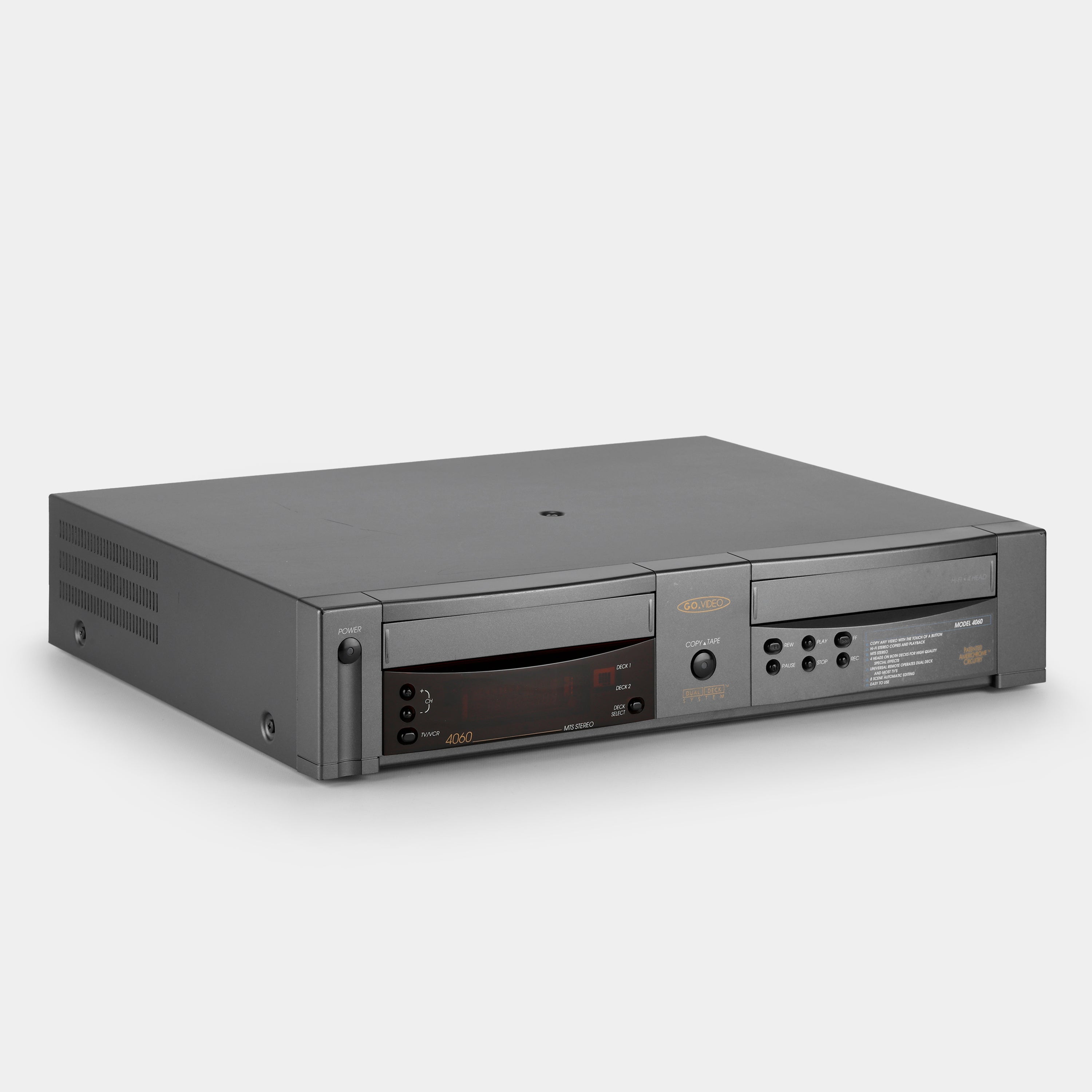 Go Video GV-4060 Dual-Deck VCR VHS Player and Recorder