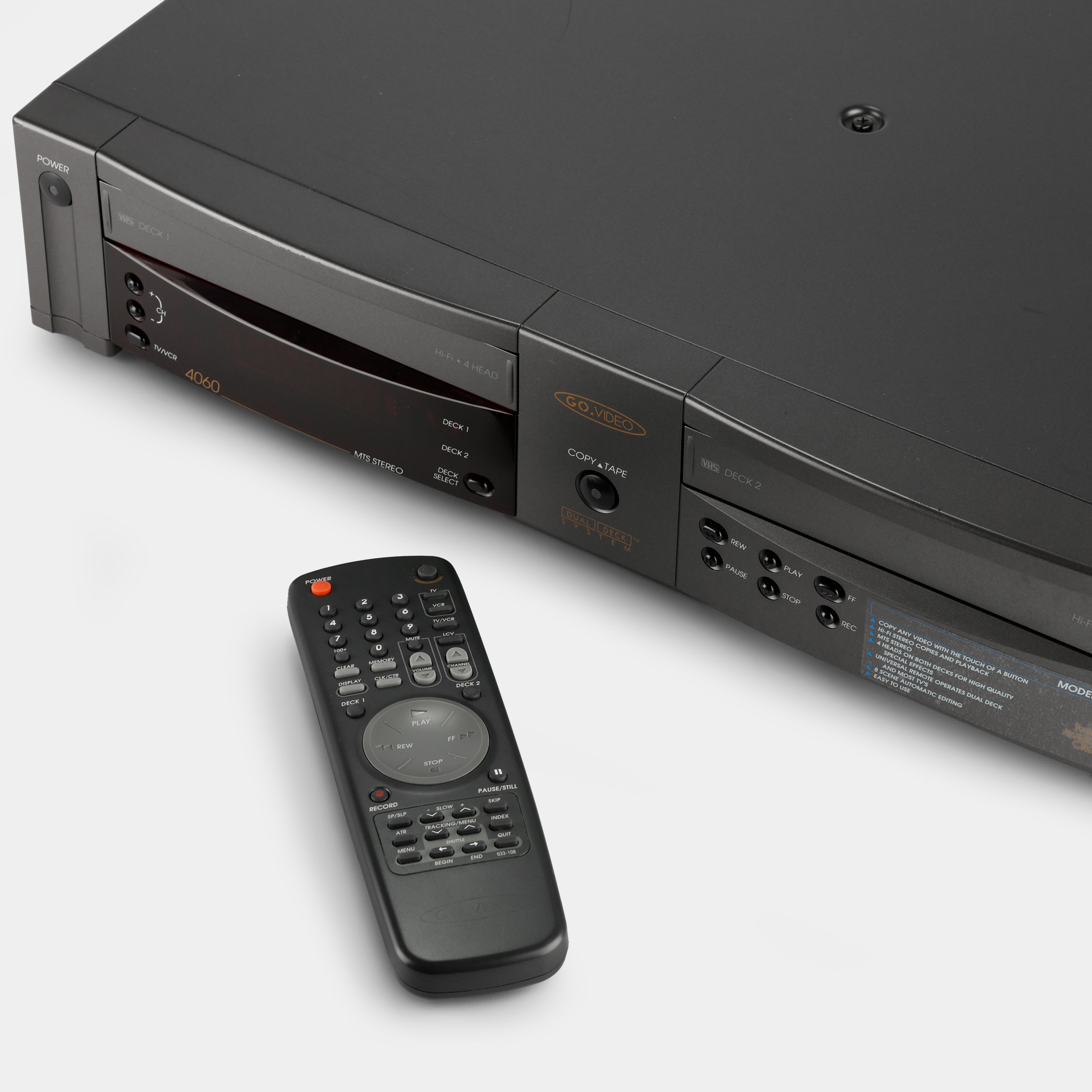 Go Video GV-4060 Dual-Deck VCR VHS Player and Recorder