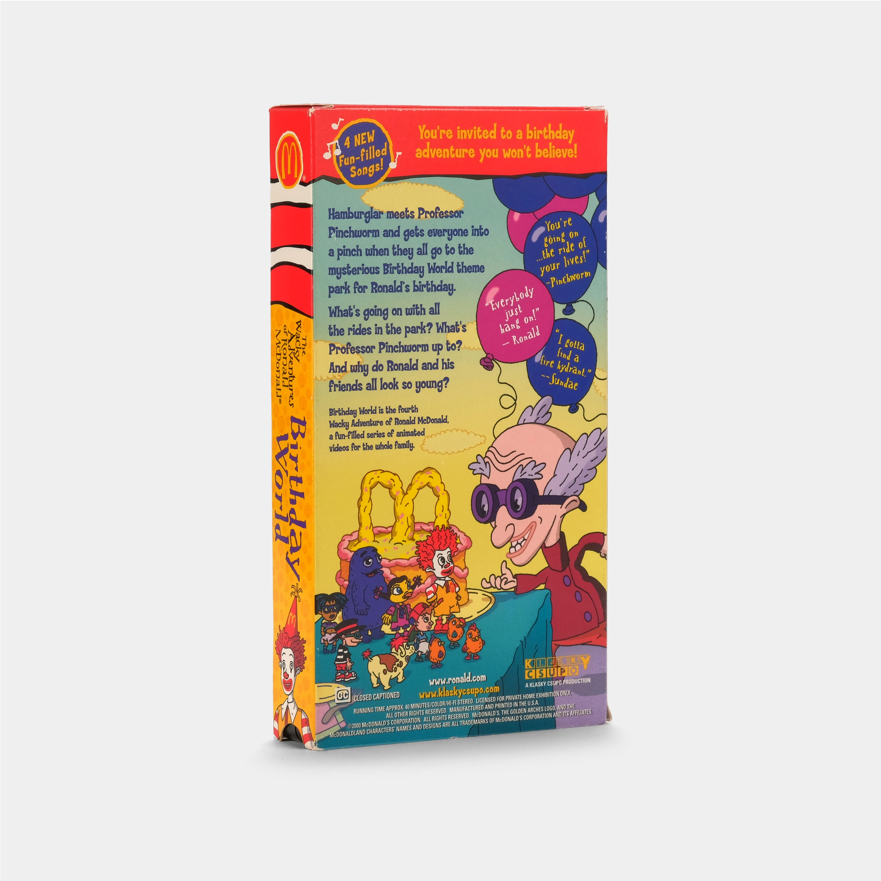 The Wacky Adventures of Ronald McDonald: Birthday World VHS Tape