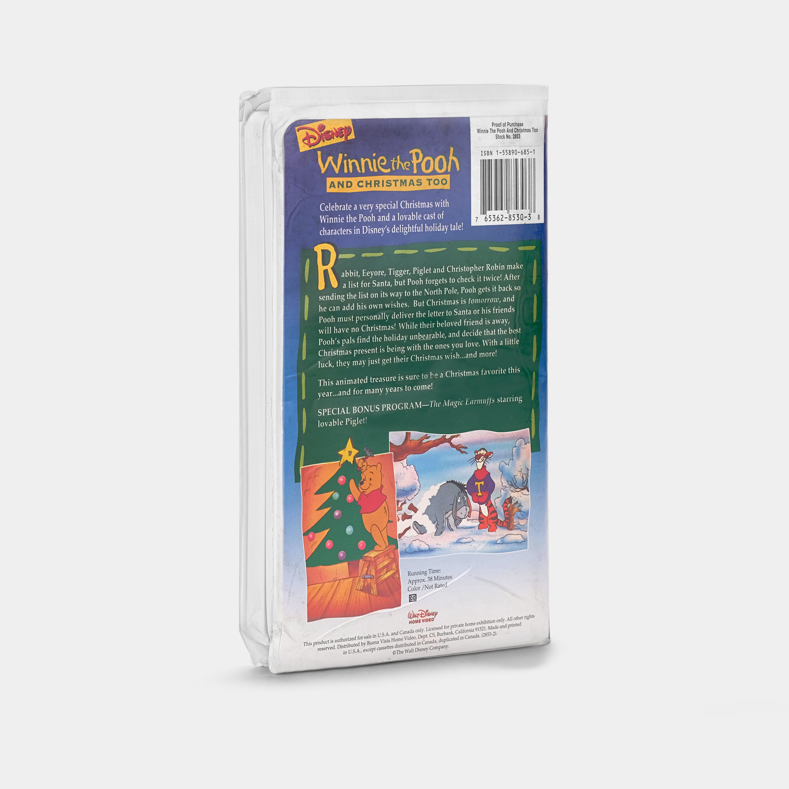 Disney's Winnie the Pooh And Christmas Too VHS Tape