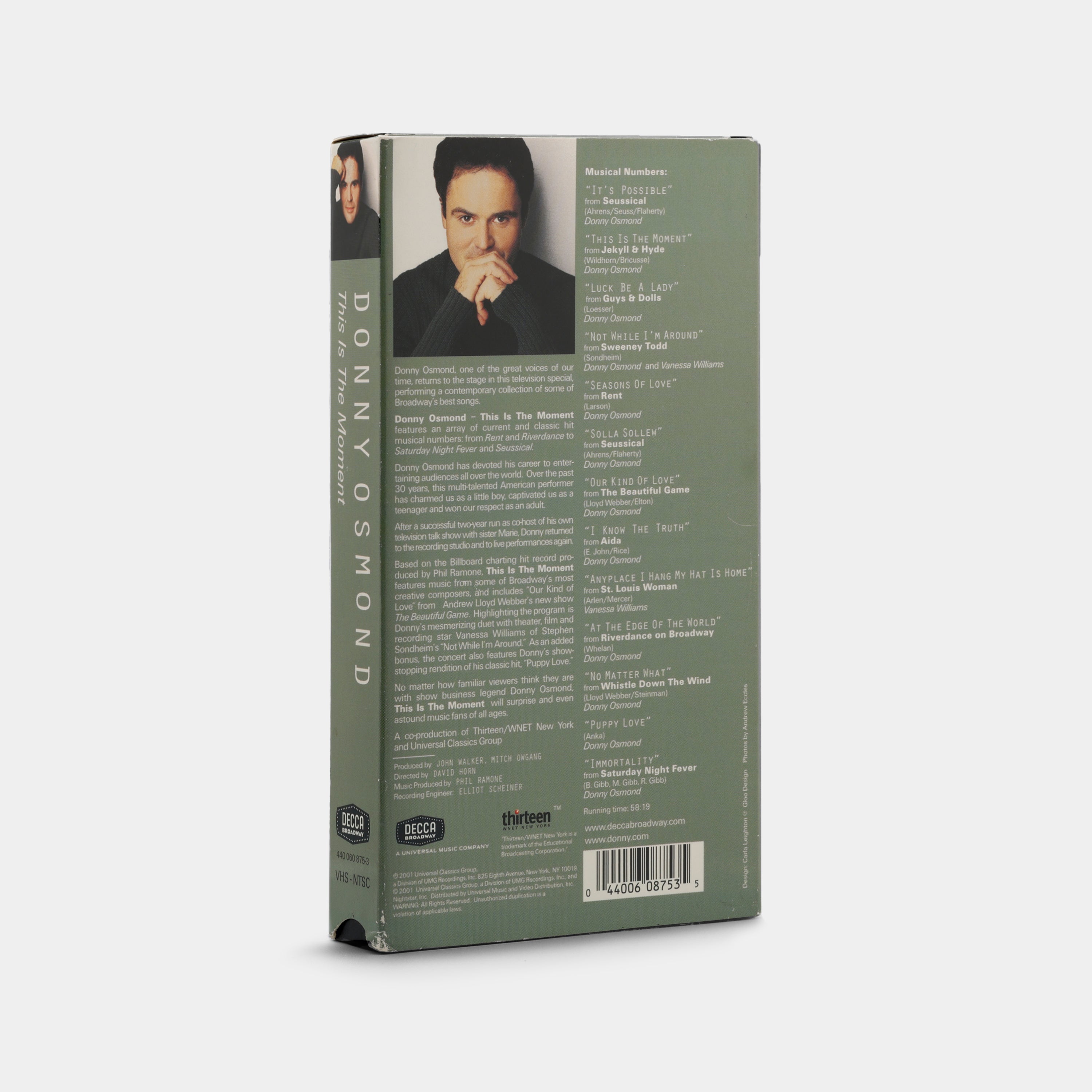 Donny Osmond: This Is the Moment VHS Tape