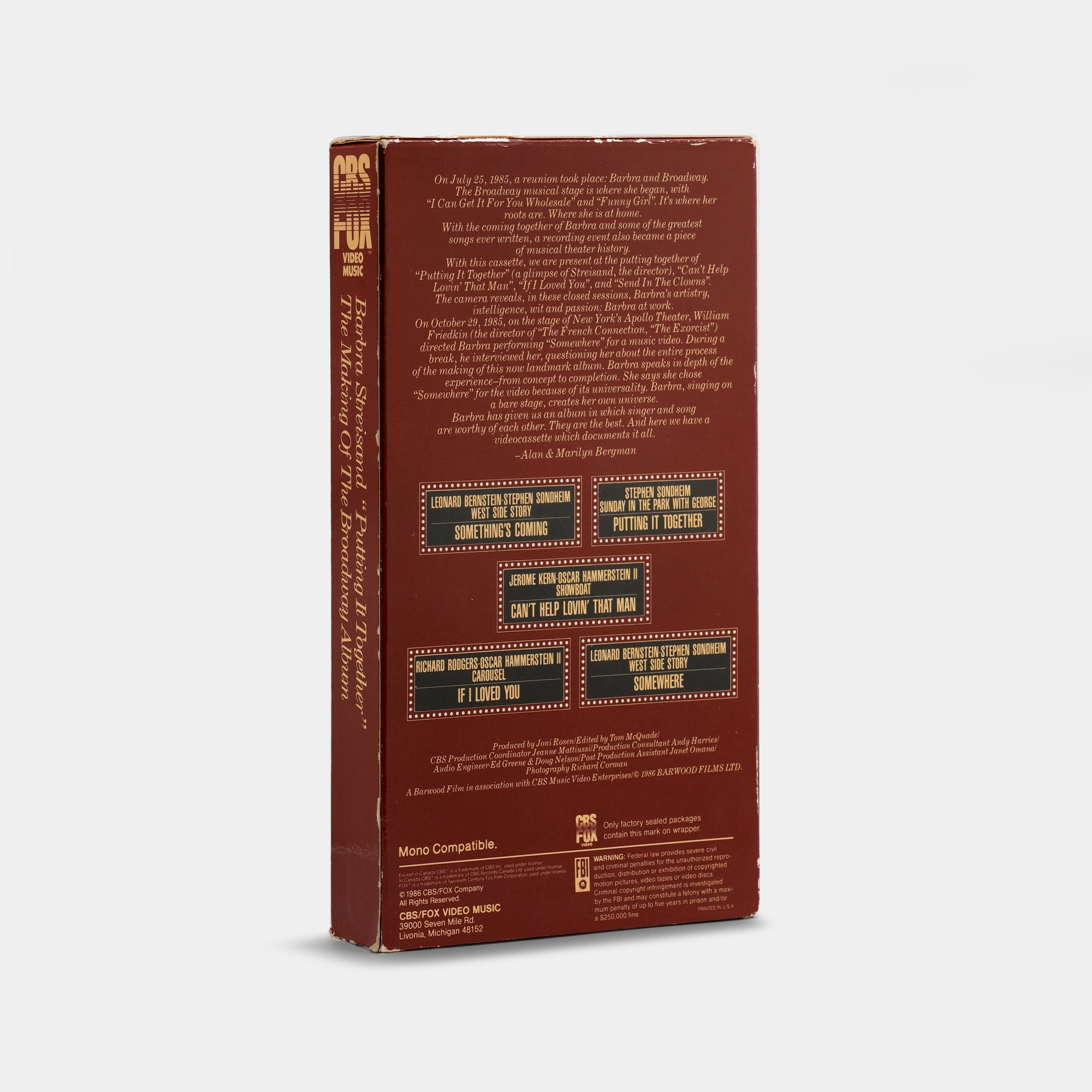 Barbra Streisand: Putting It Together VHS Tape