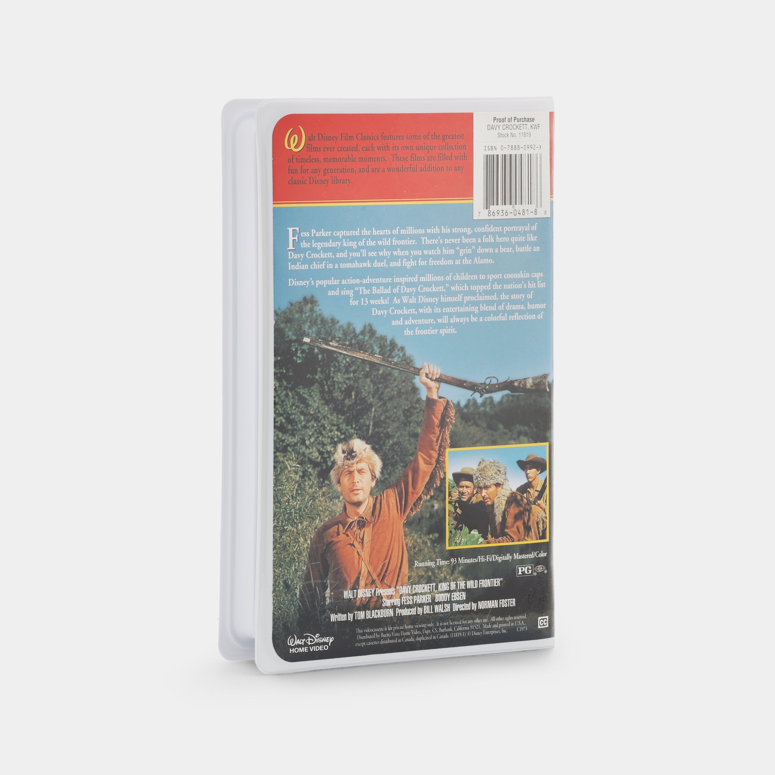 Davy Crockett: King of the Wild Frontier VHS Tape