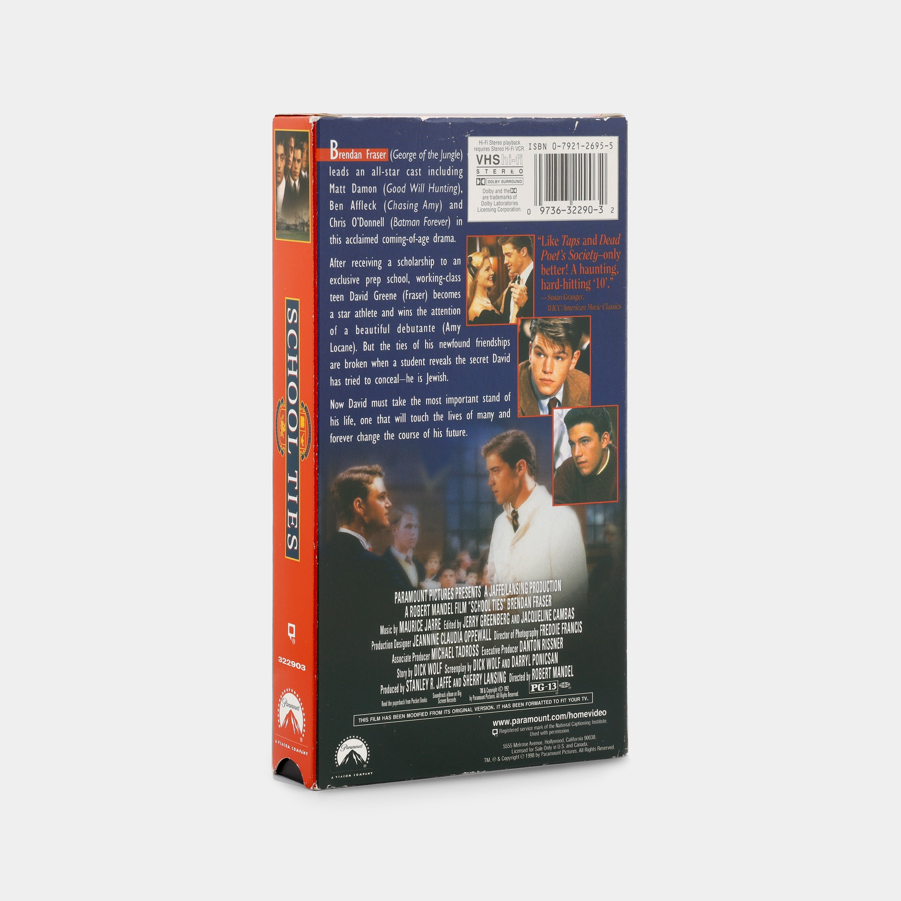 School Ties VHS Tape