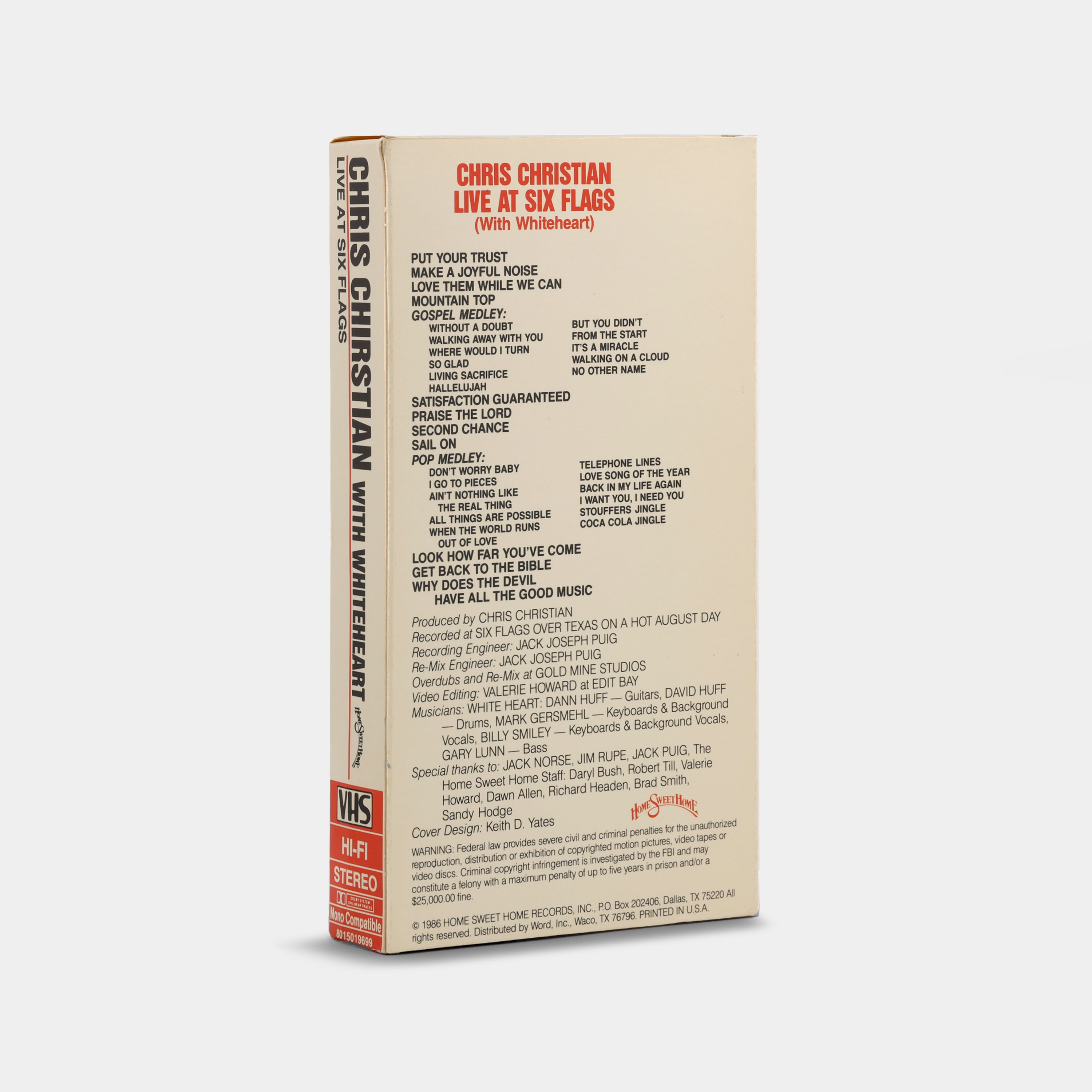 Chris Christian: Live at Six Flags with Whiteheart VHS Tape