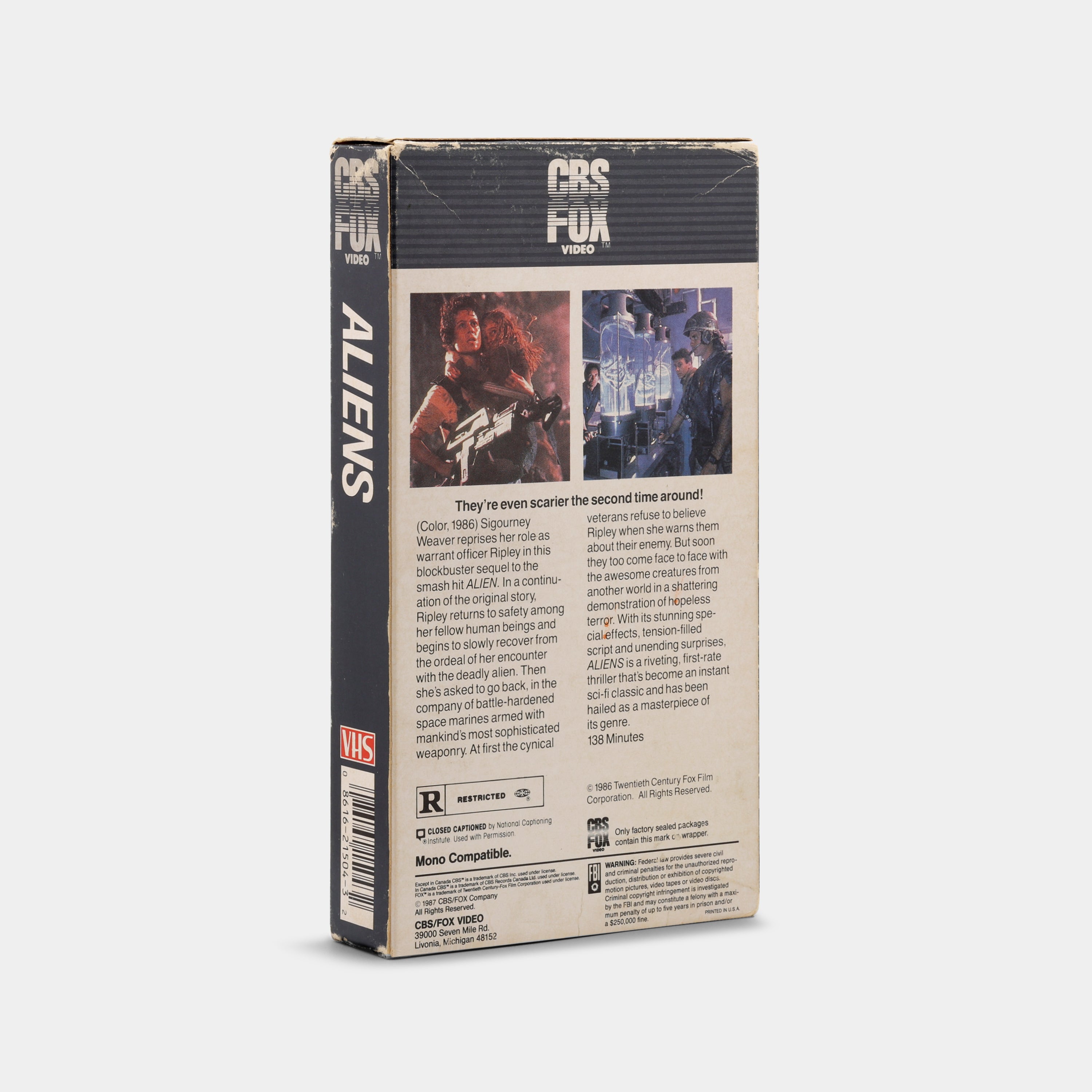 Aliens CBS/FOX Video VHS Tape