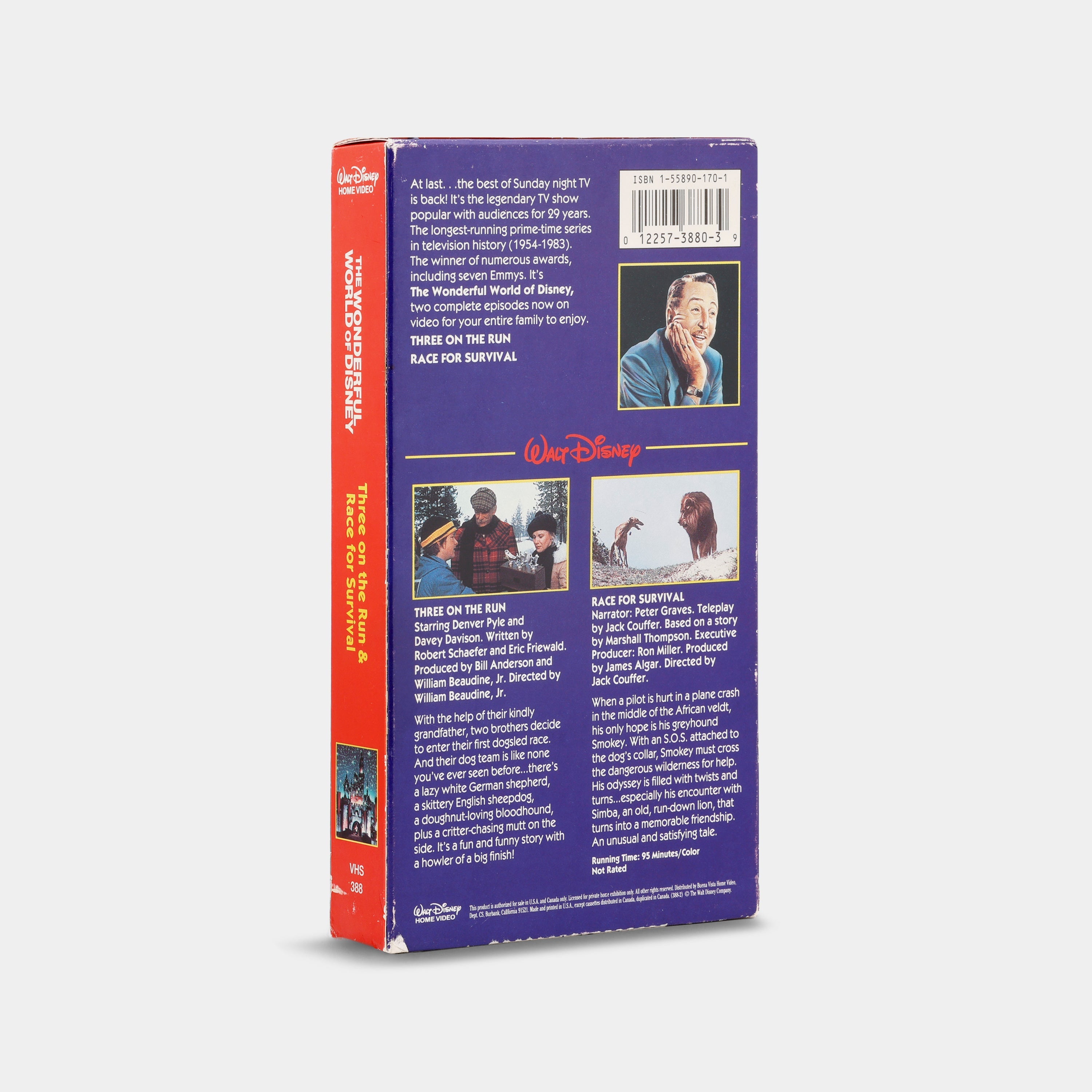 The Wonderful World of Disney: Three on the Run & Race for Survival VHS Tape
