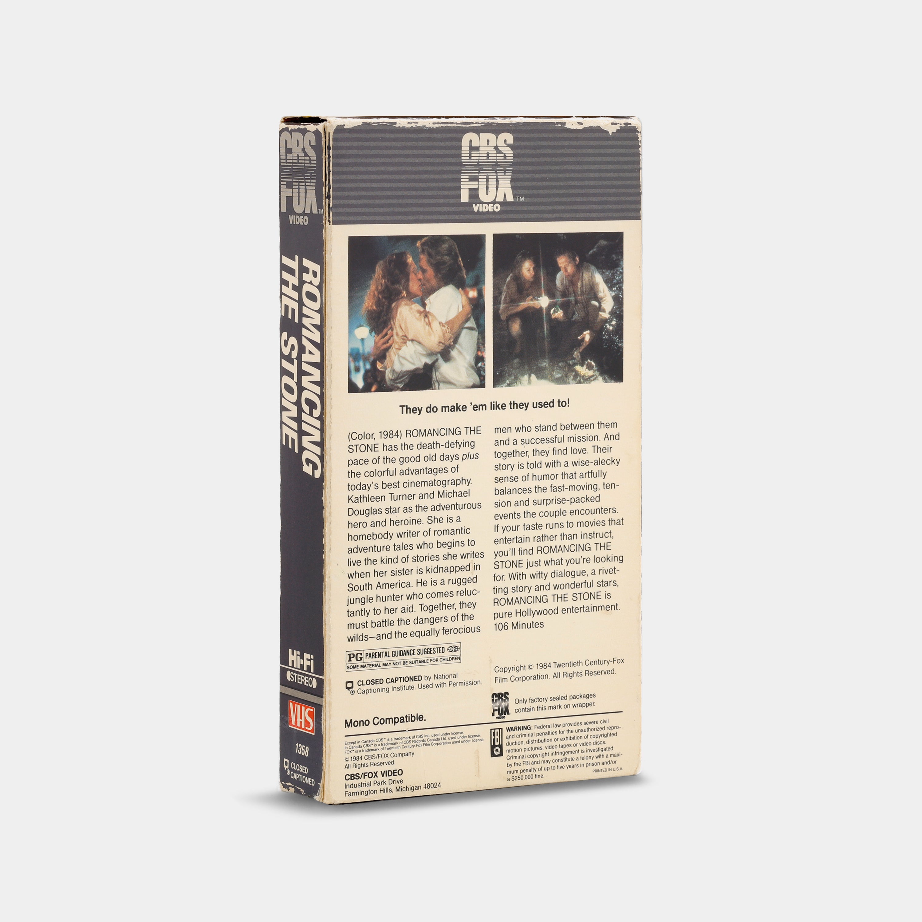 Romancing the Stone CBS/Fox Video VHS Tape