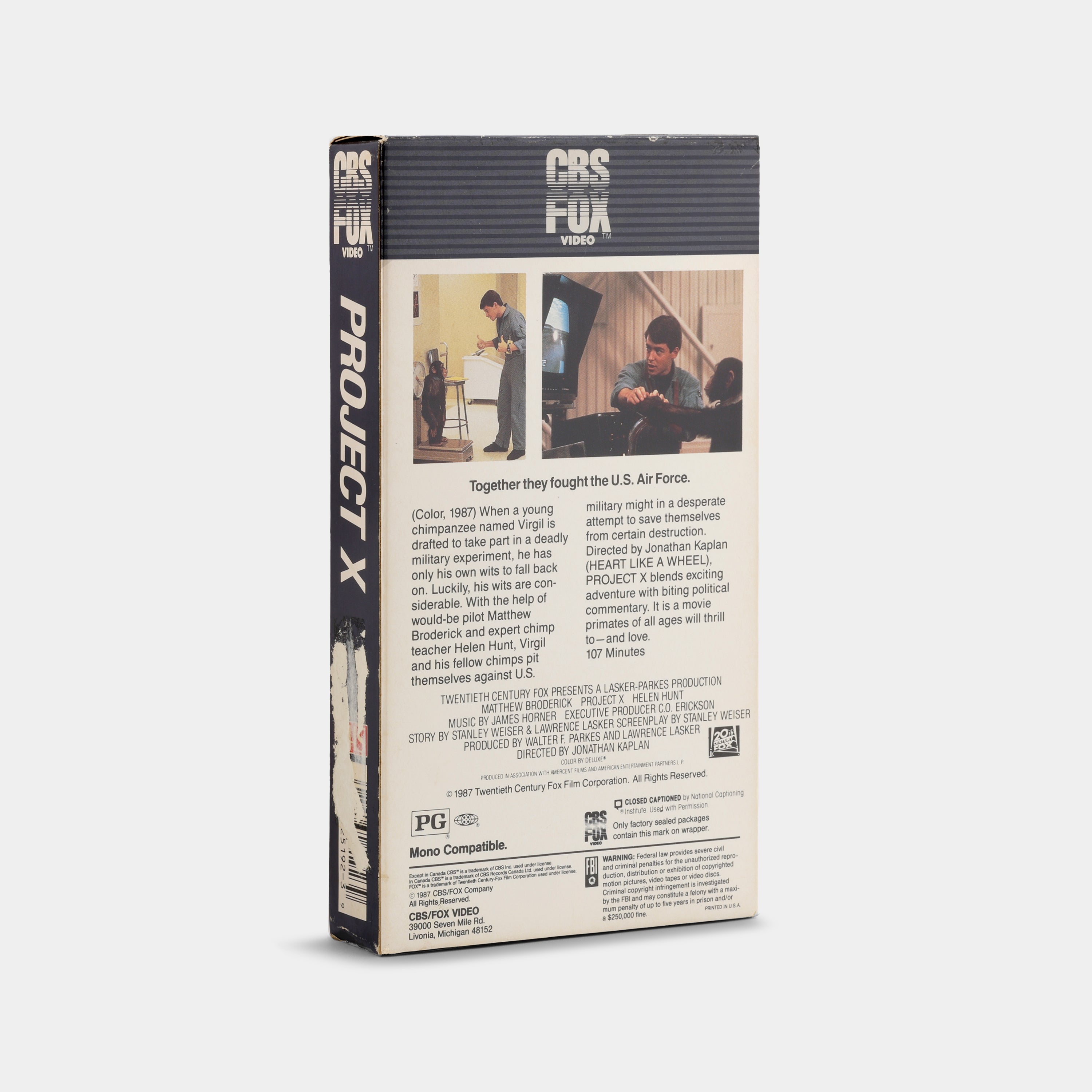Project X (CBS/Fox Video) VHS Tape