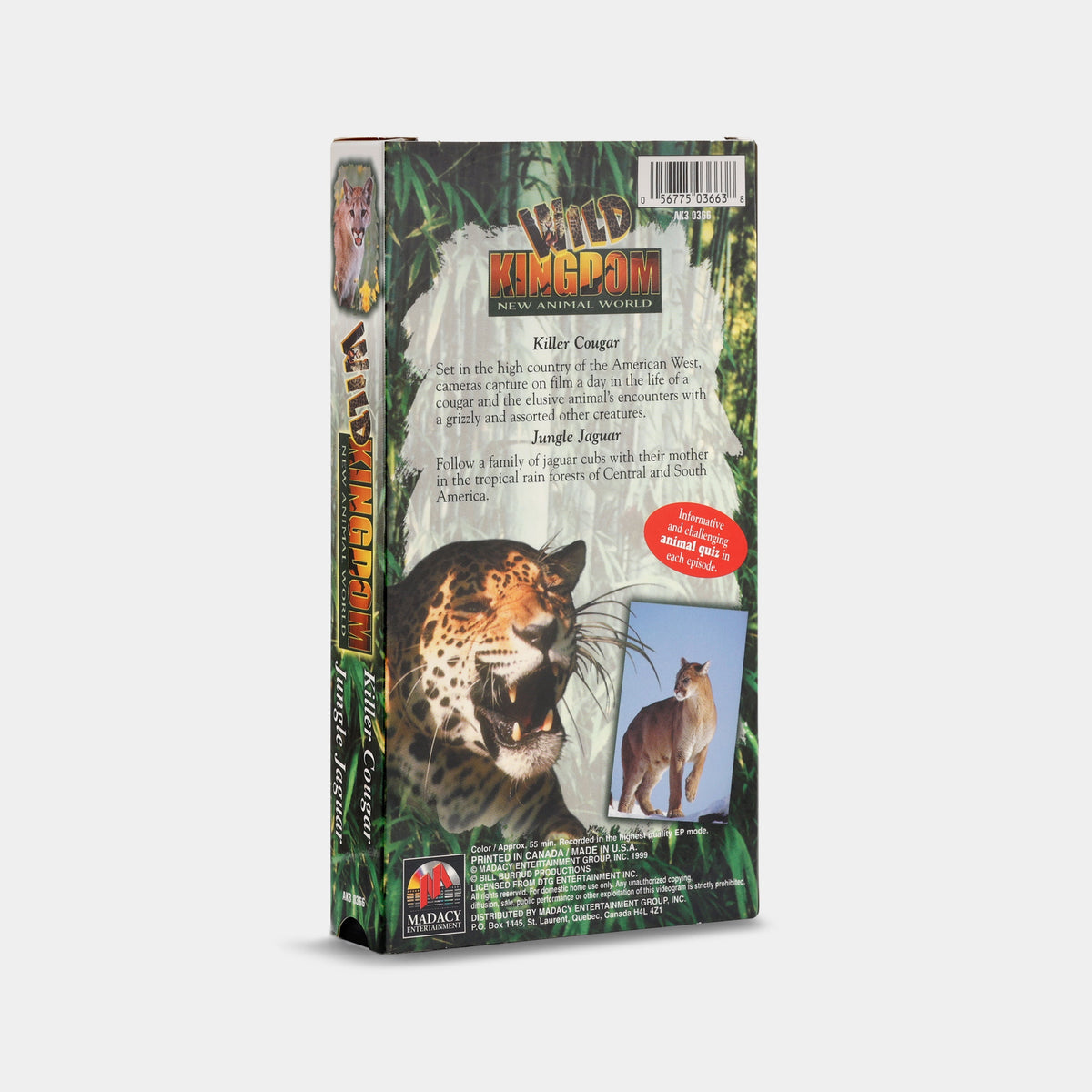 Wild Kingdom: New Animal World – Jungle Jaguar / Killer Cougar VHS Tape