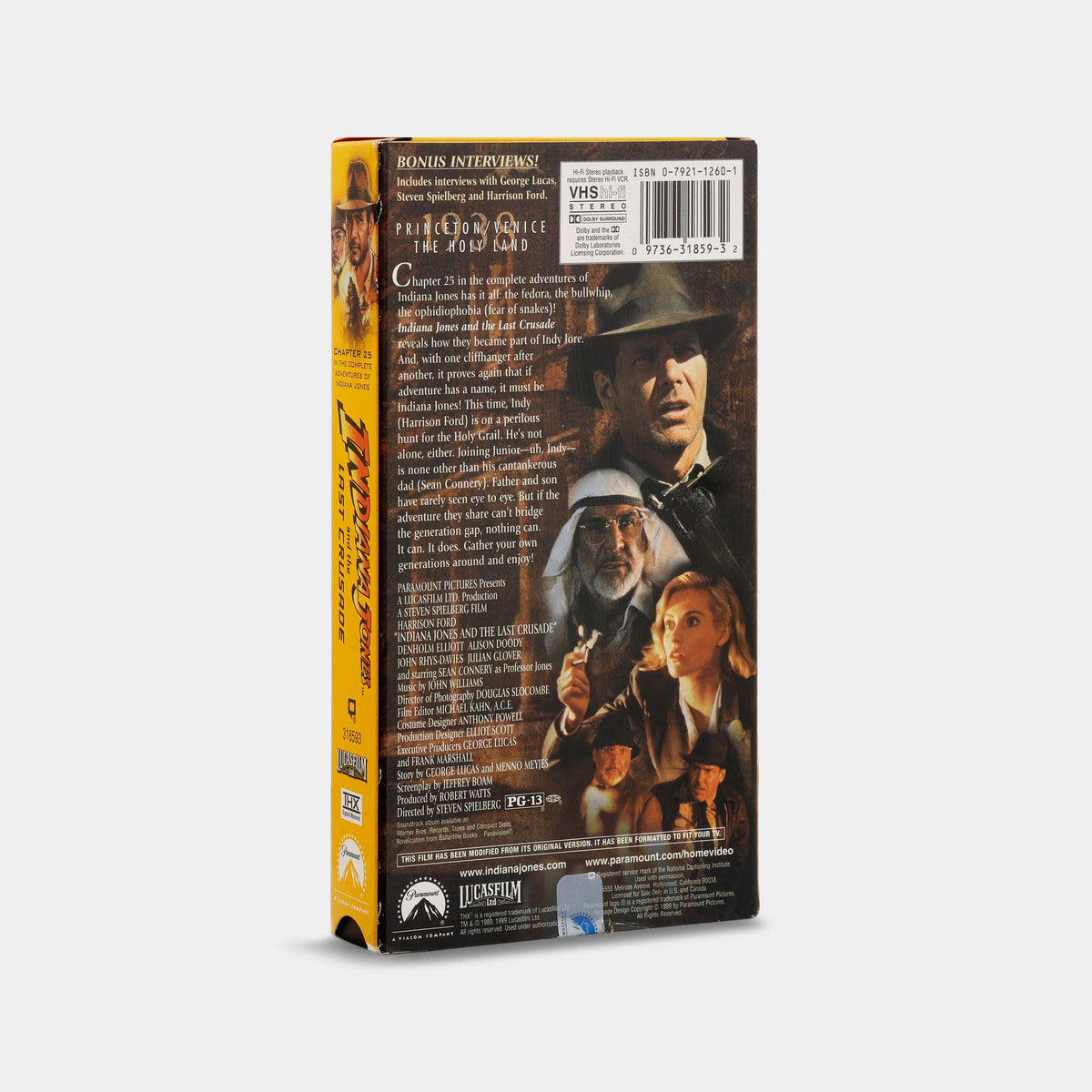 Indiana Jones and the Last Crusade VHS Tape