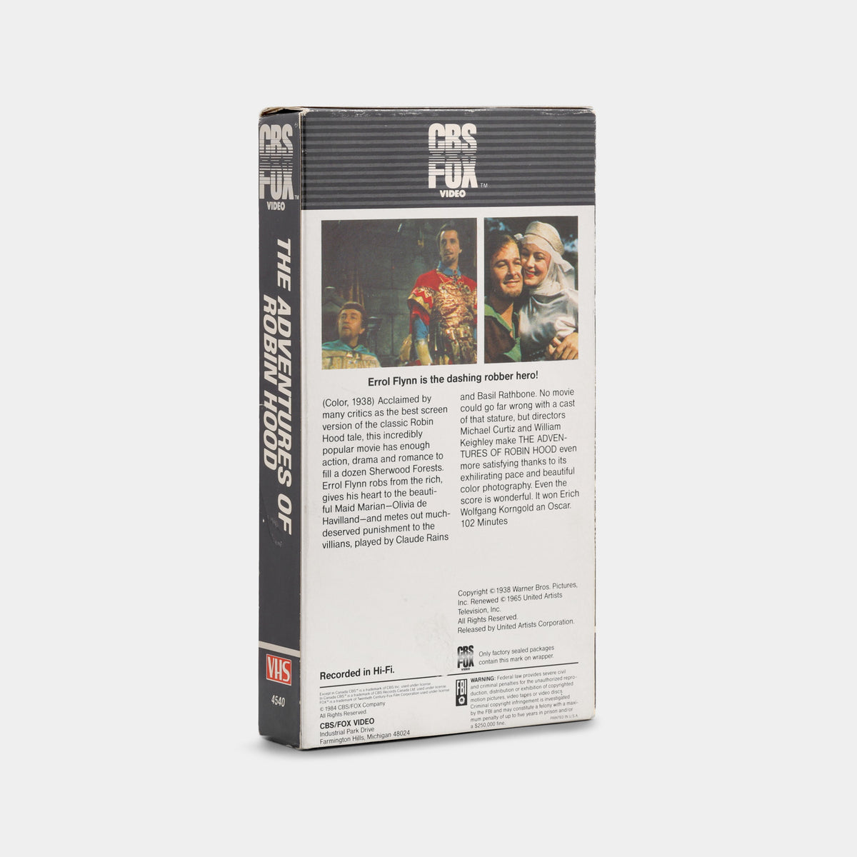 The Adventures of Robin Hood (CBS/Fox Video) VHS Tape