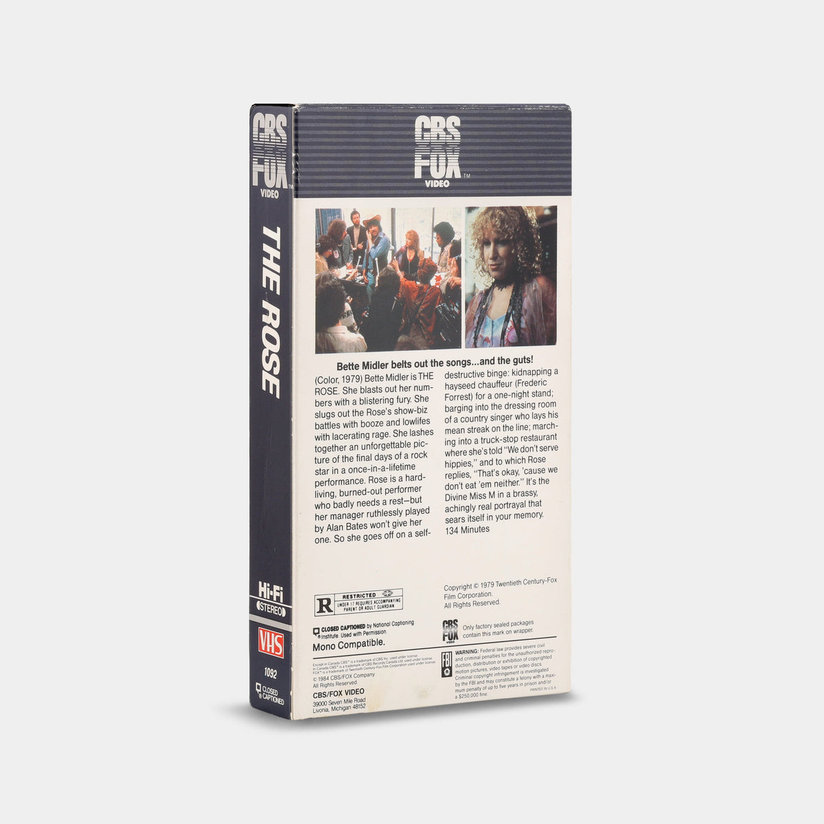 The Rose (CBS/Fox Video) VHS Tape