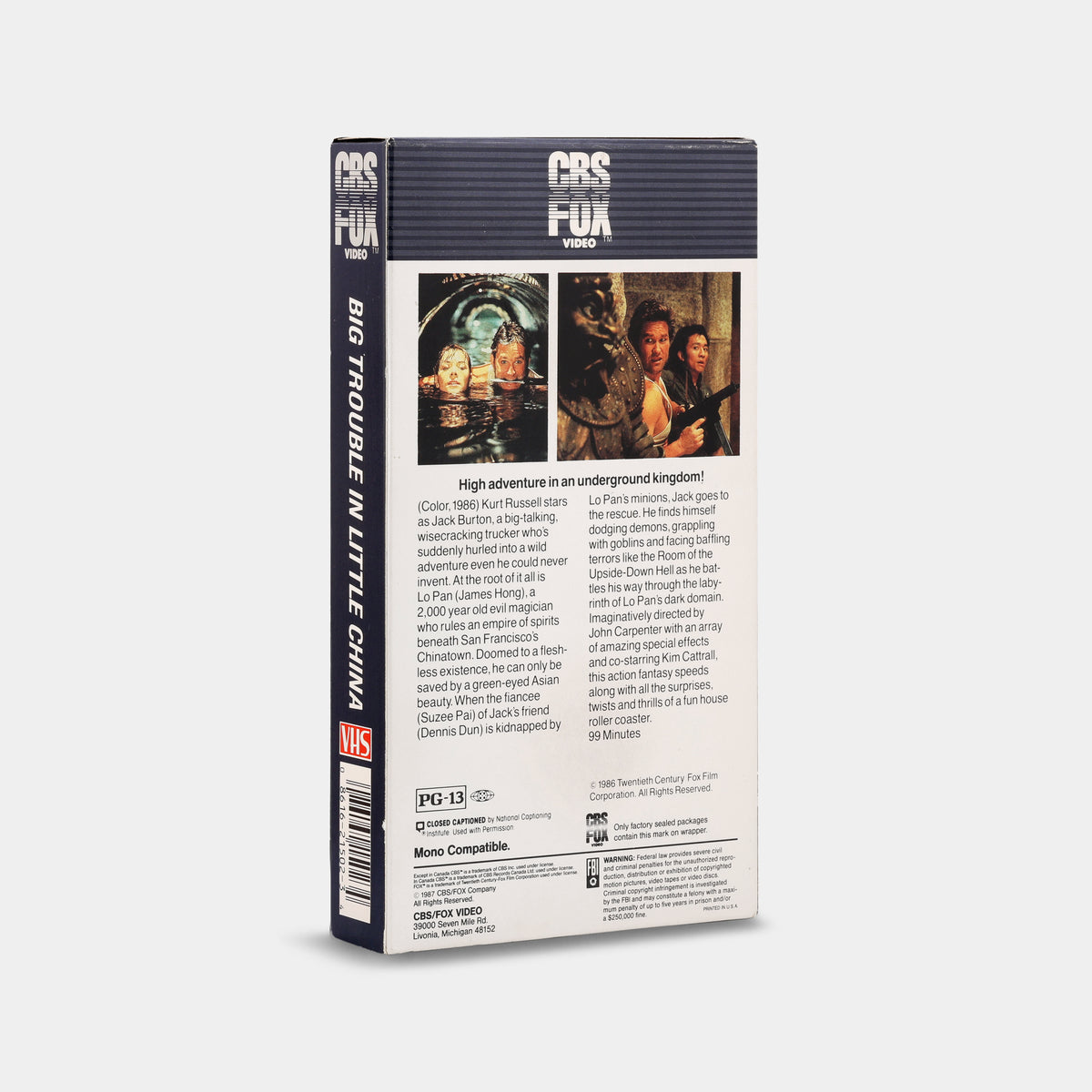 Big Trouble in Little China (CBS/Fox Video) VHS Tape