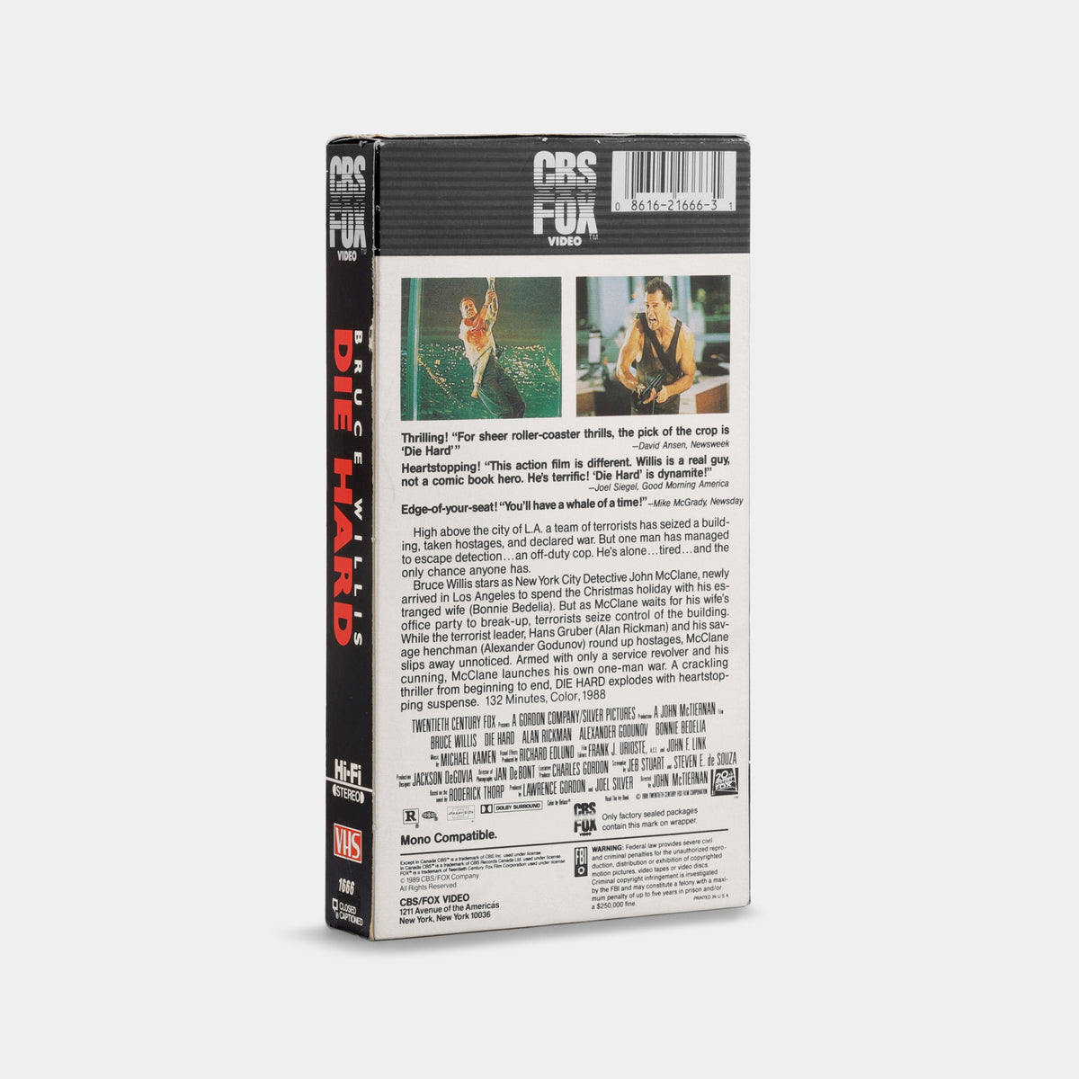 Die Hard (CBS/Fox Video) VHS Tape