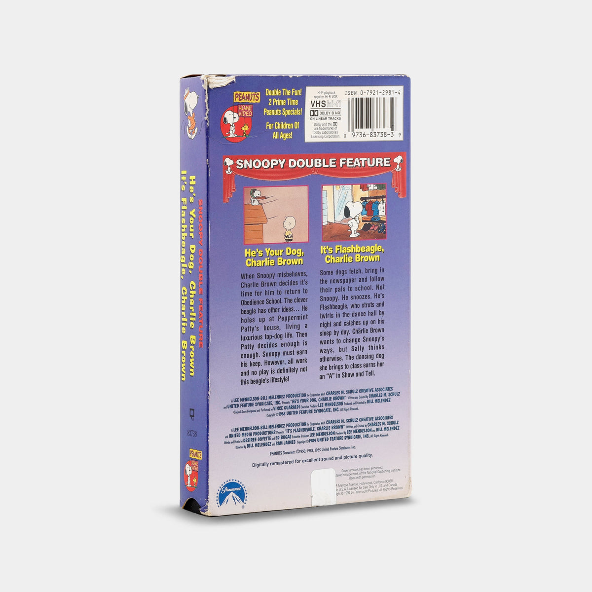 Snoopy Double Feature: He's Your Dog, Charlie Brown / It's Flashbeagle, Charlie Brown VHS Tape