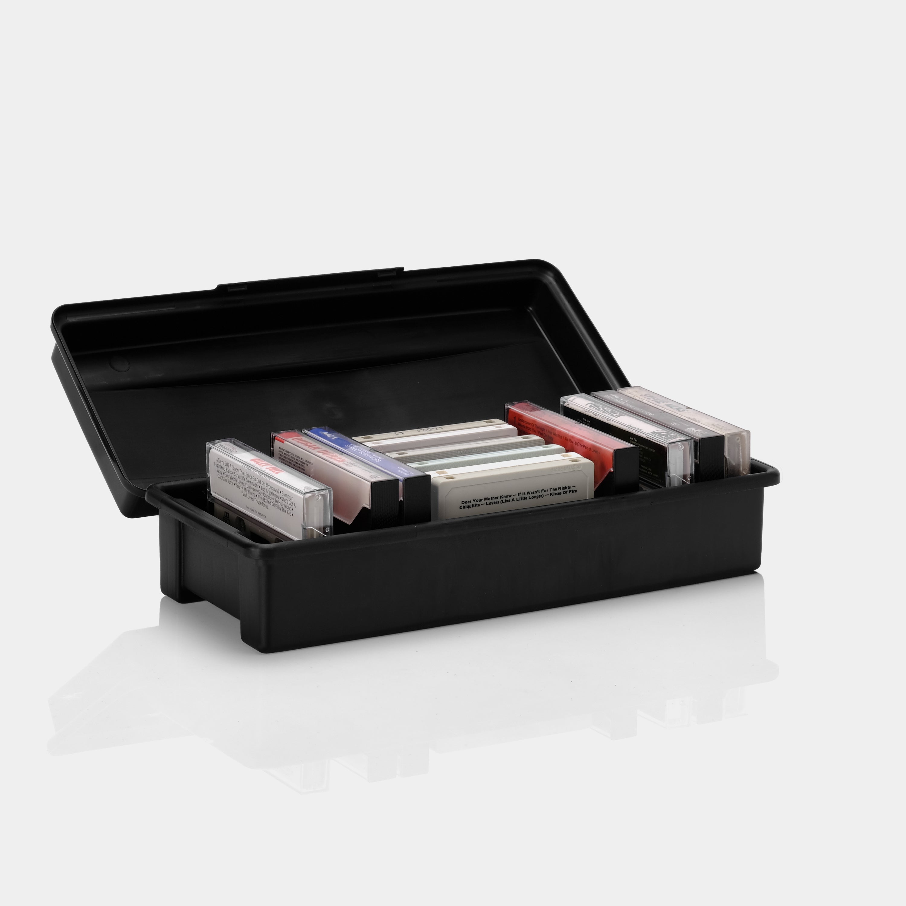 Black Plastic Cassette Tape Storage Case