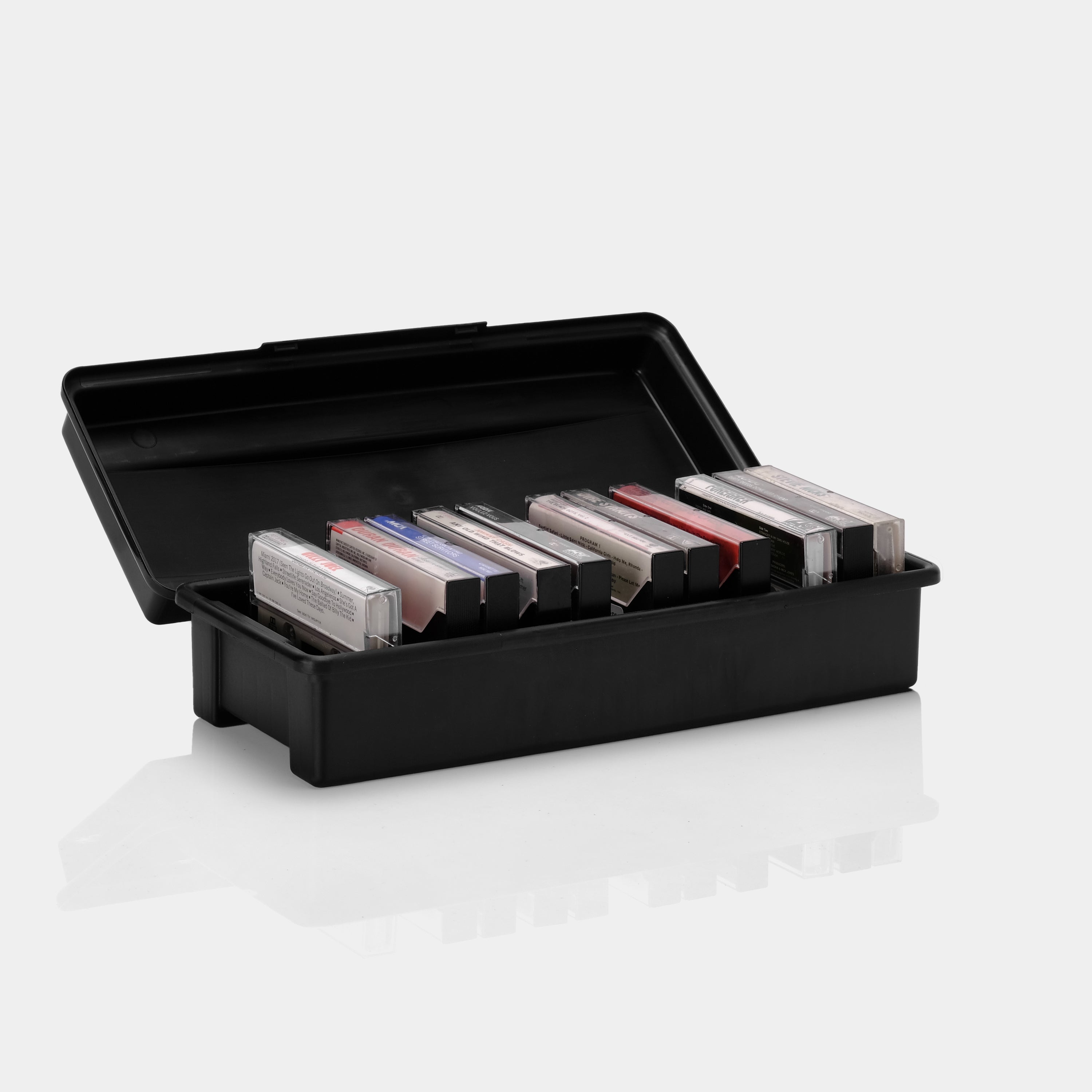 Black Plastic Cassette Tape Storage Case