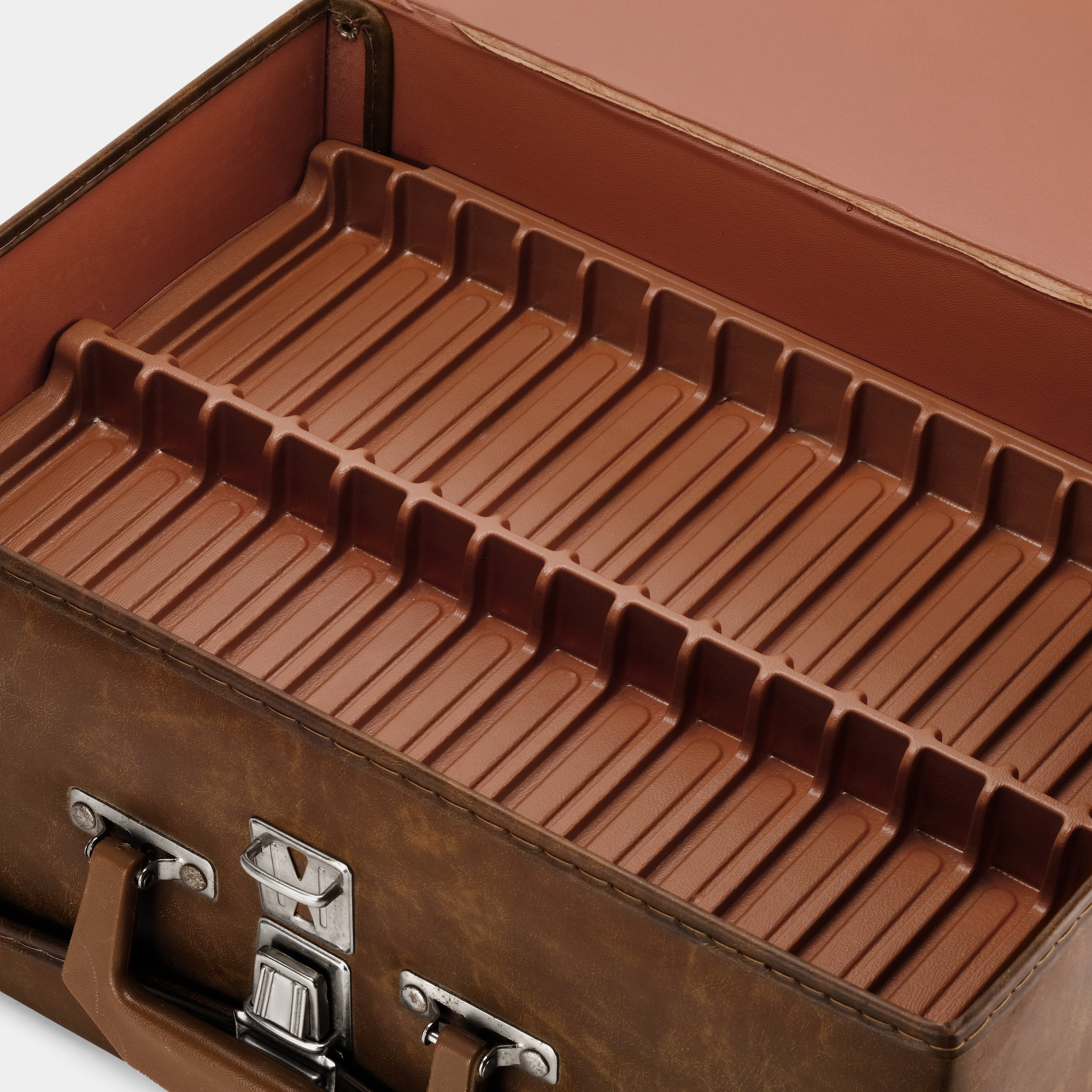 Brown Vinyl Cassette Tape Double Sided Carrying Case