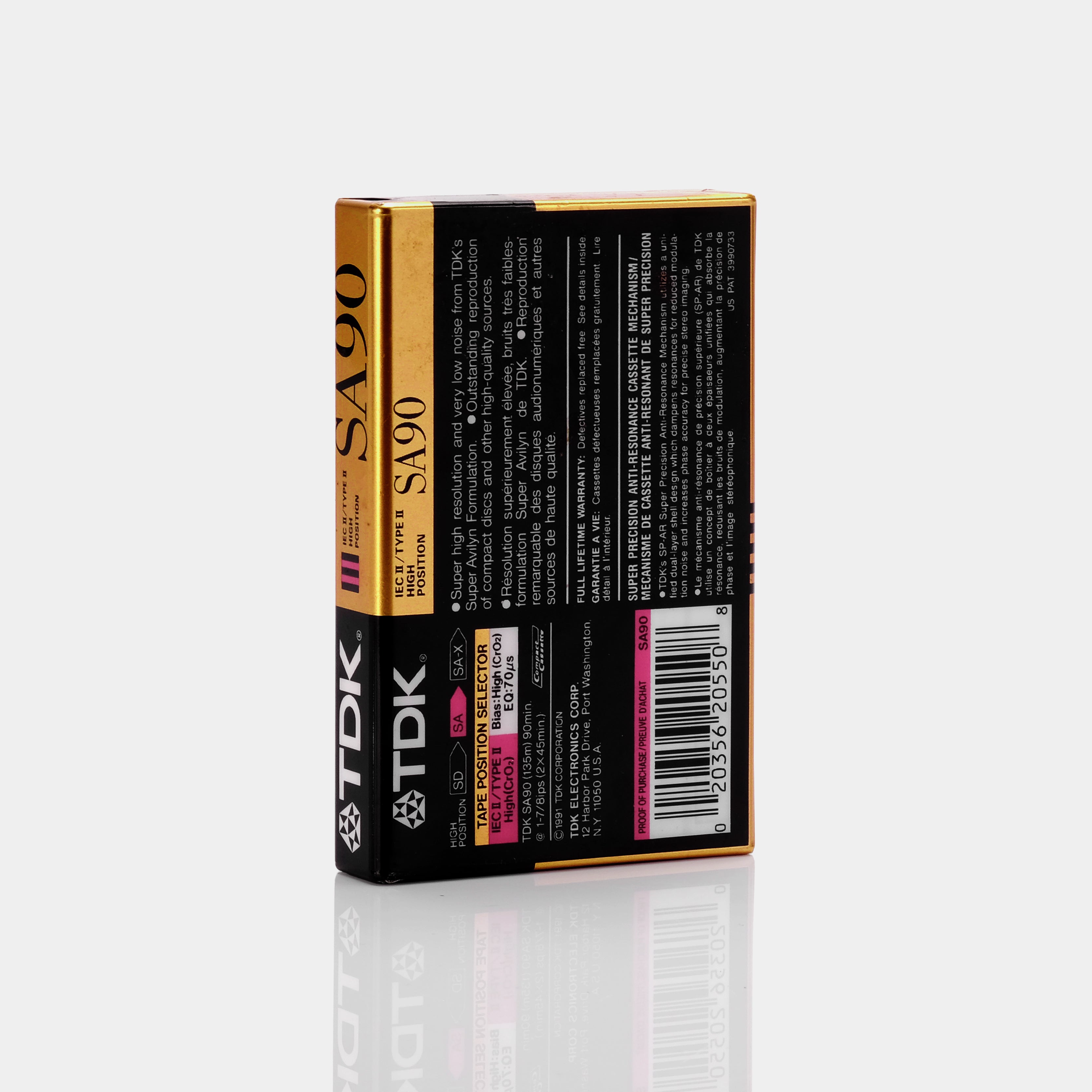 TDK SA90 Type II Blank Recordable Cassette Tape