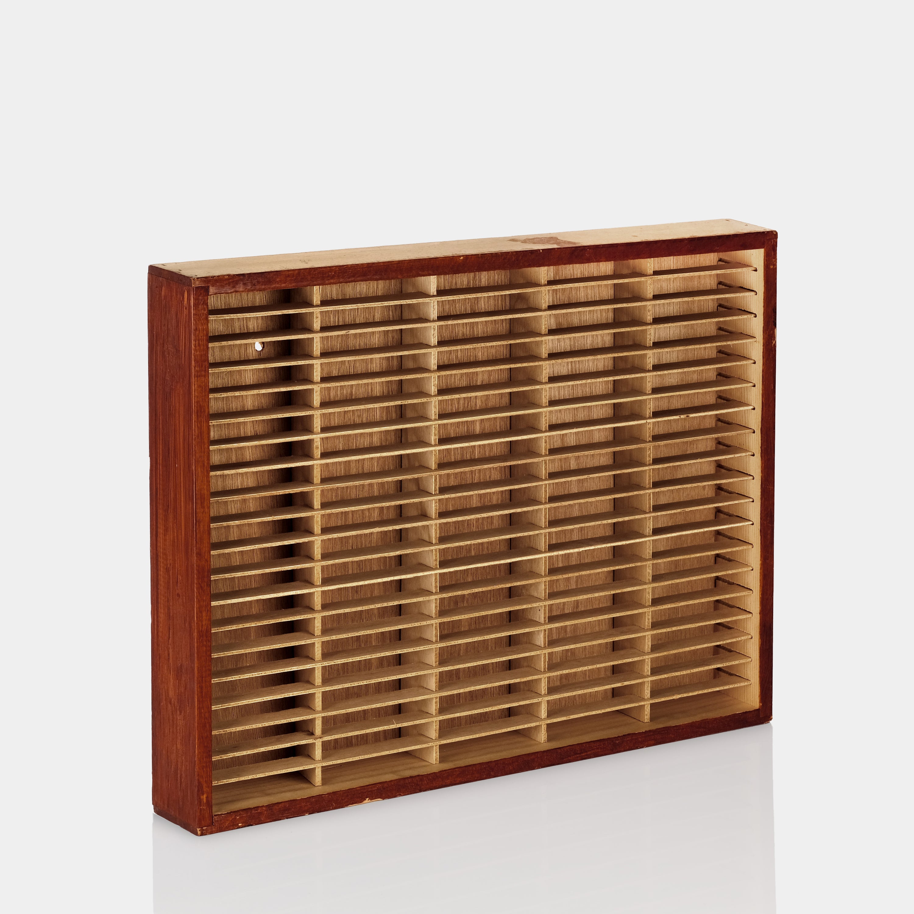 Napa Valley Box Company Red Stained Wood Cassette Storage Shelf for 100 Cassettes