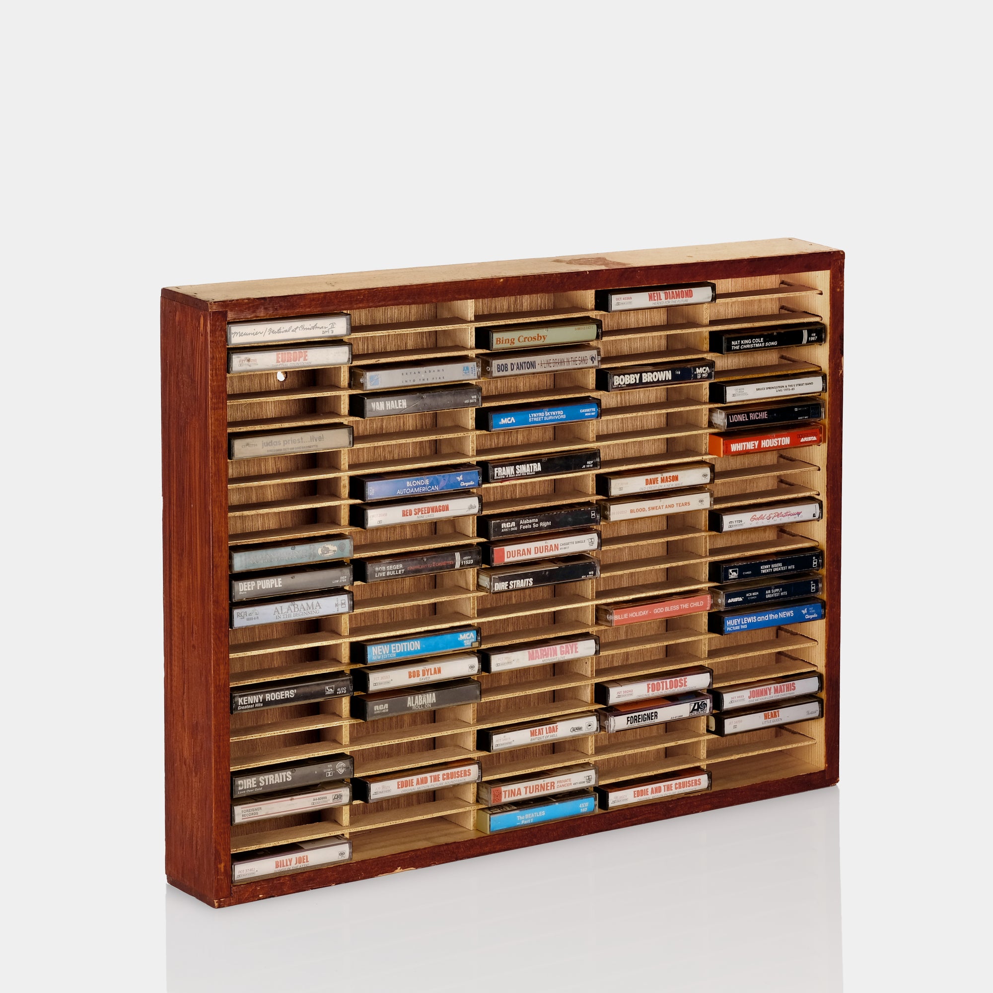 Napa Valley Box Company Red Stained Wood Cassette Storage Shelf for 10