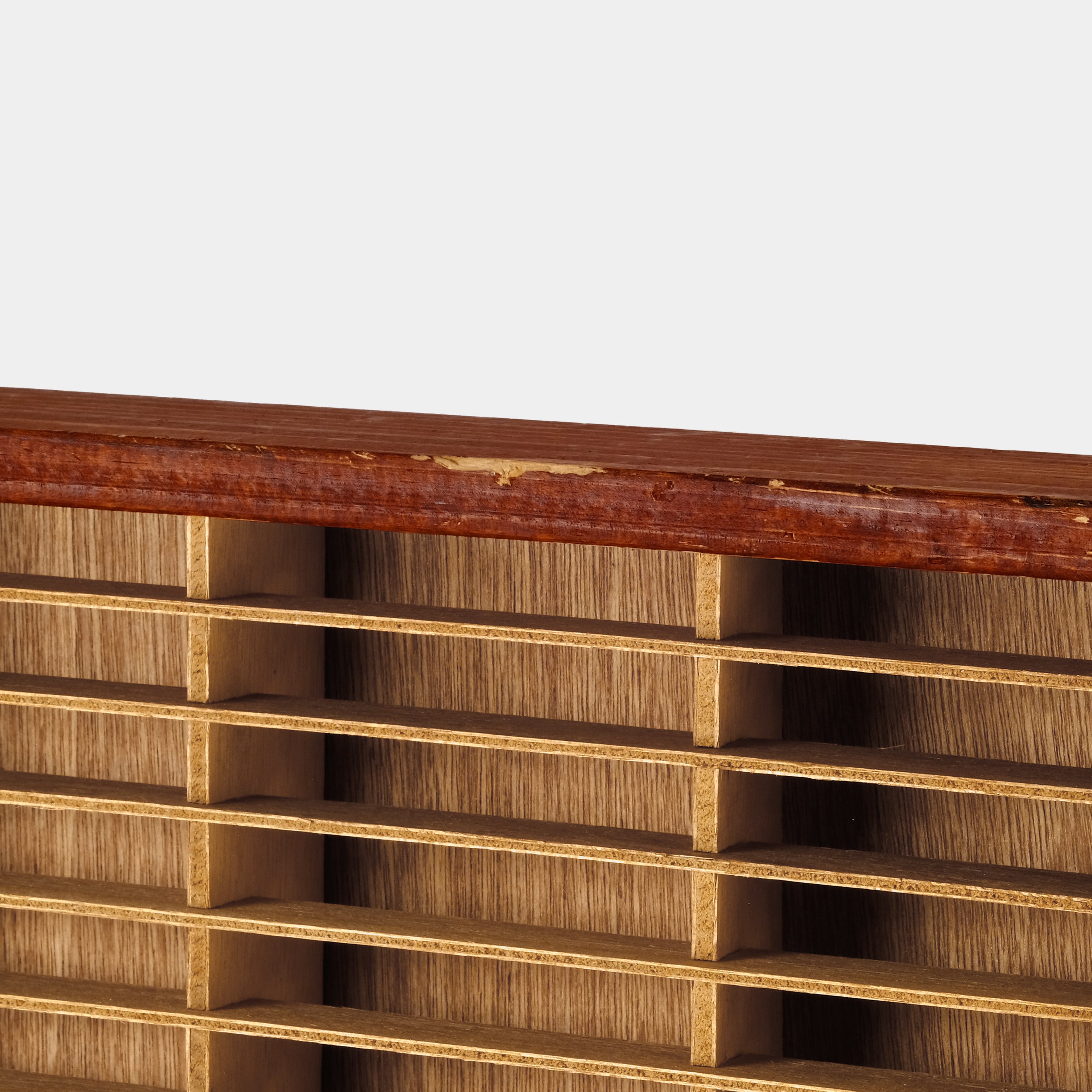 Napa Valley Box Company Red Stained Wood Cassette Storage Shelf for 100 Cassettes