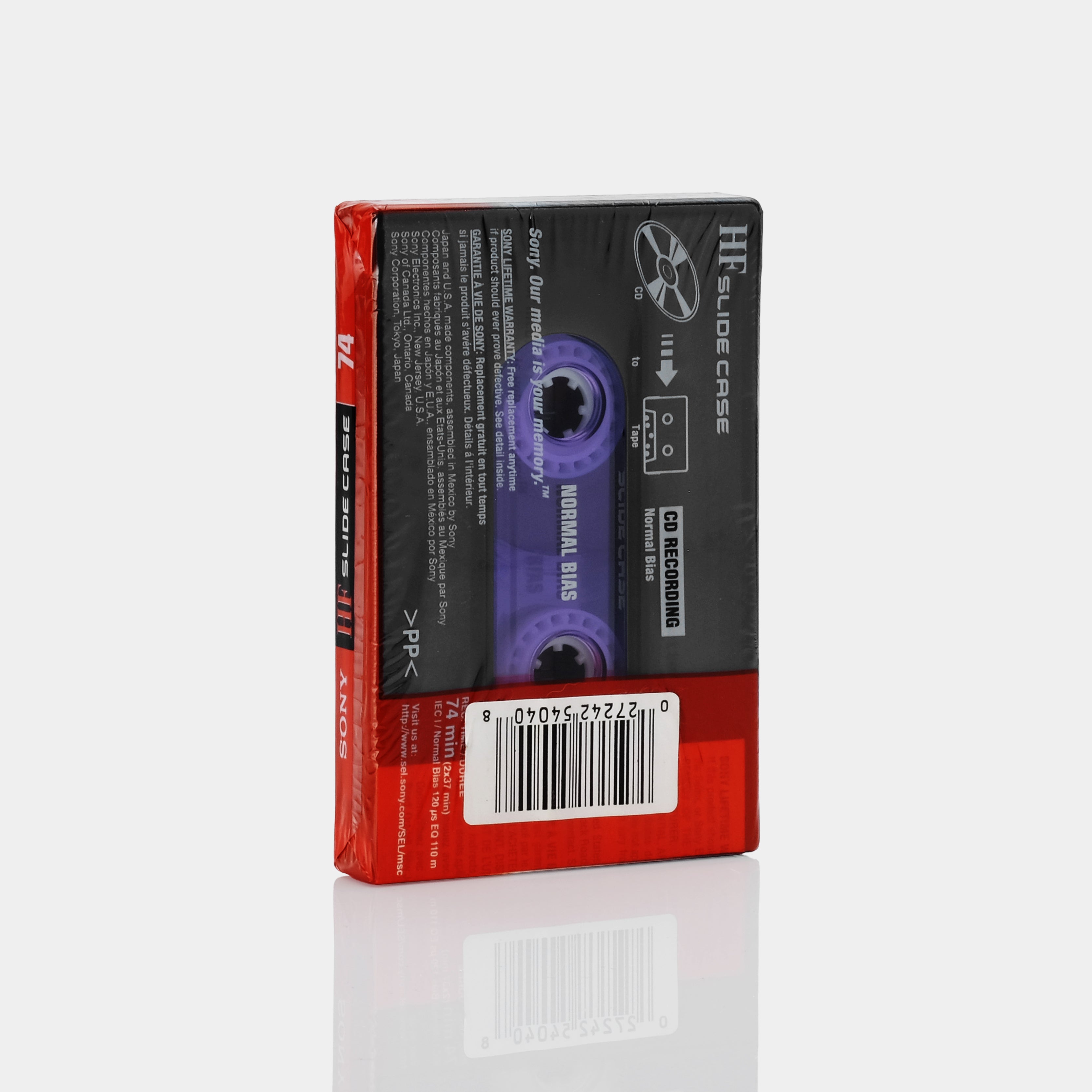 Sony High Fidelity Slide Case 74 Minute Purple Blank Recordable Cassette Tape