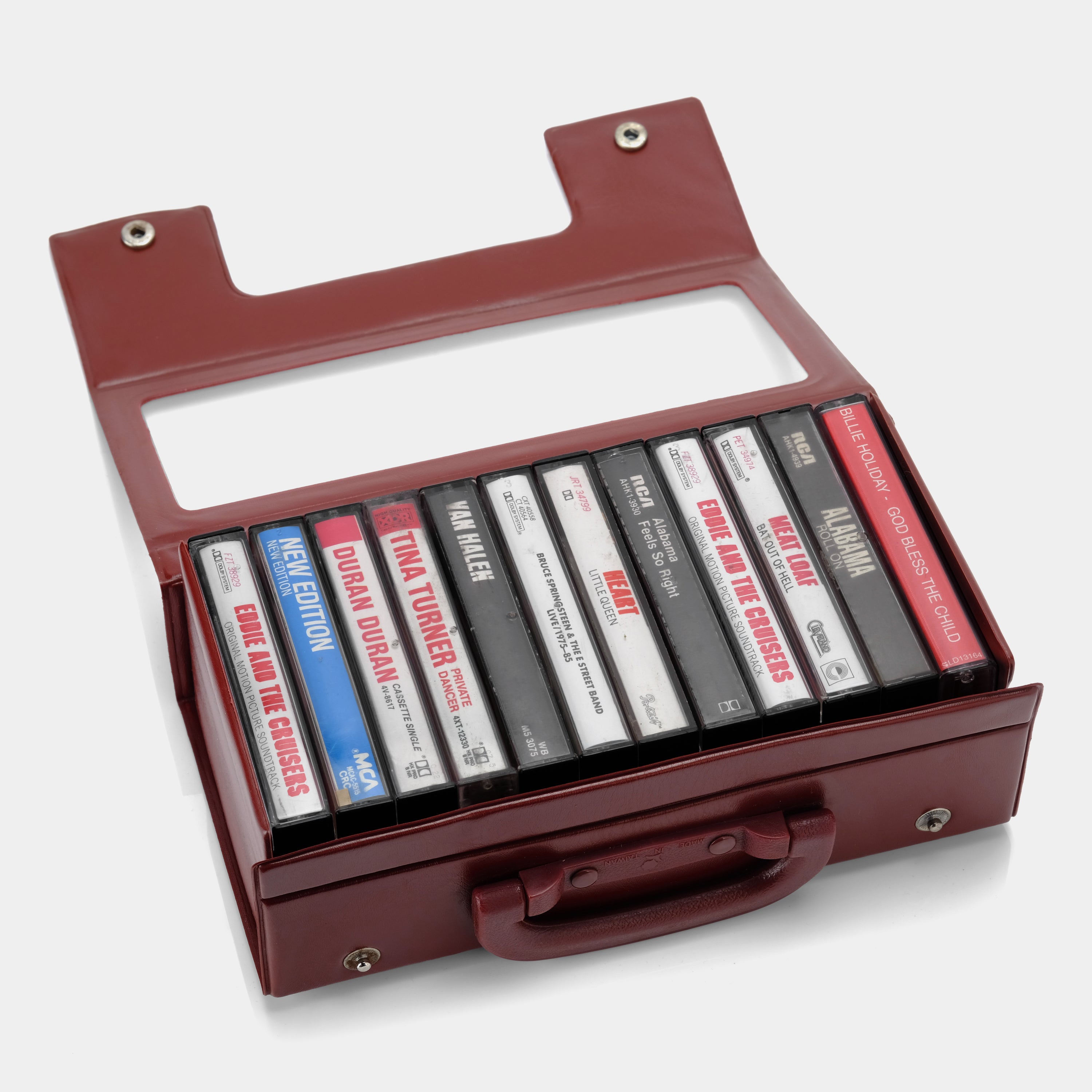 Maroon Cassette Storage Carrying Case with Handle