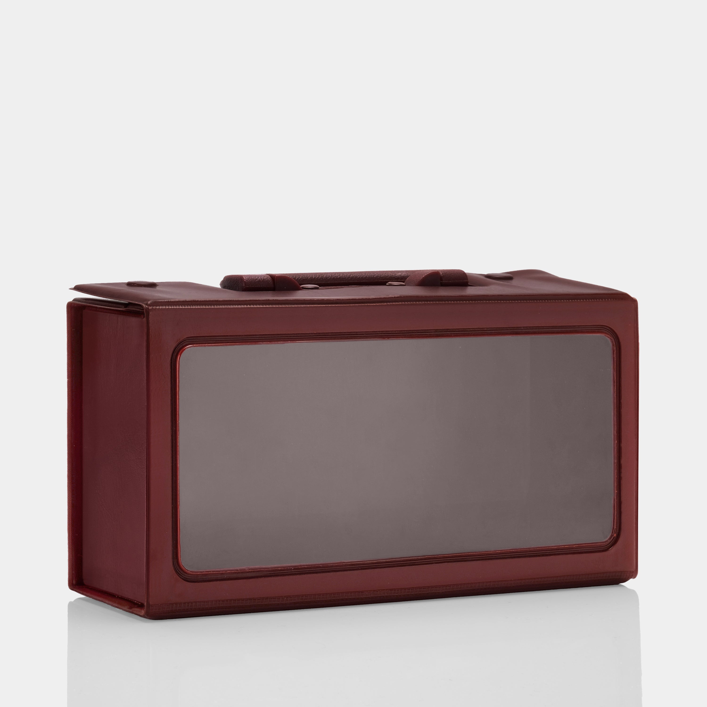 Maroon Cassette Storage Carrying Case with Handle