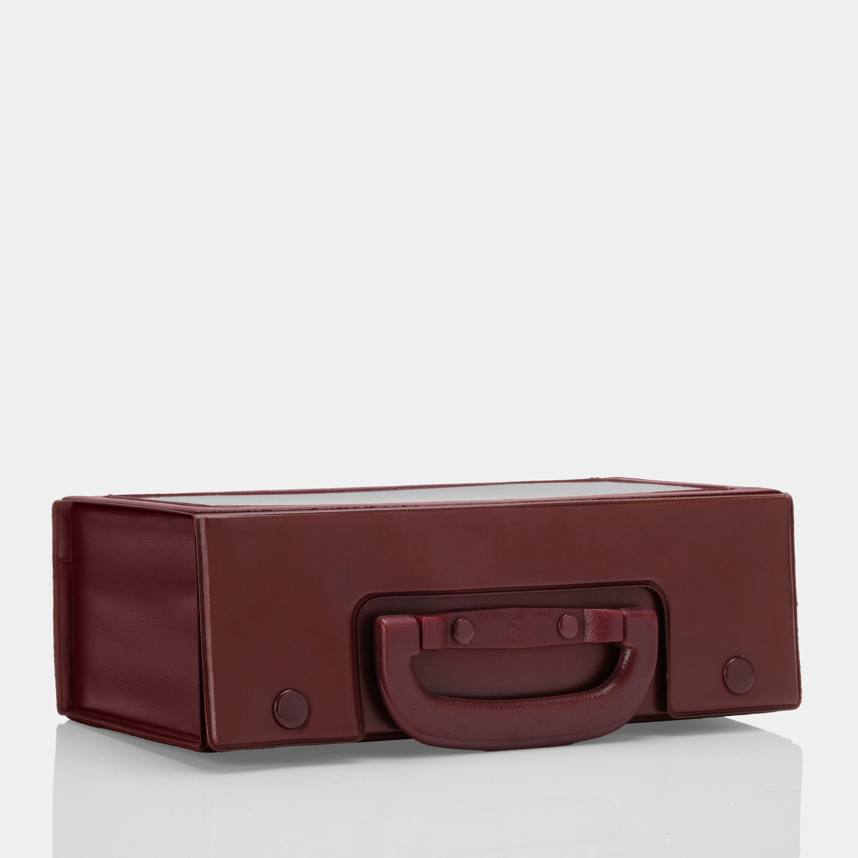 Maroon Cassette Storage Carrying Case with Handle