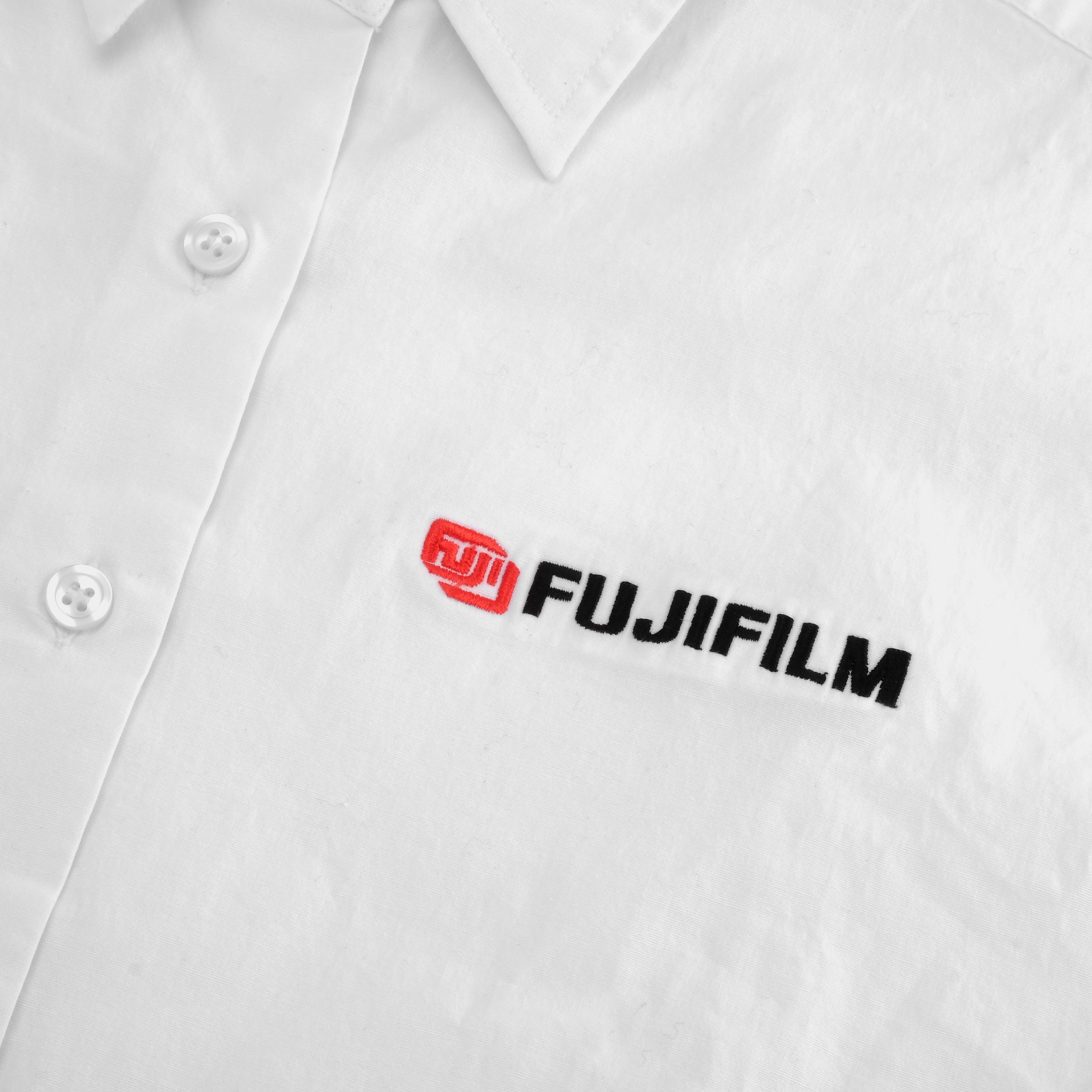 Vintage White Fujifilm Long Sleeve Button Up Shirt - Women's Medium