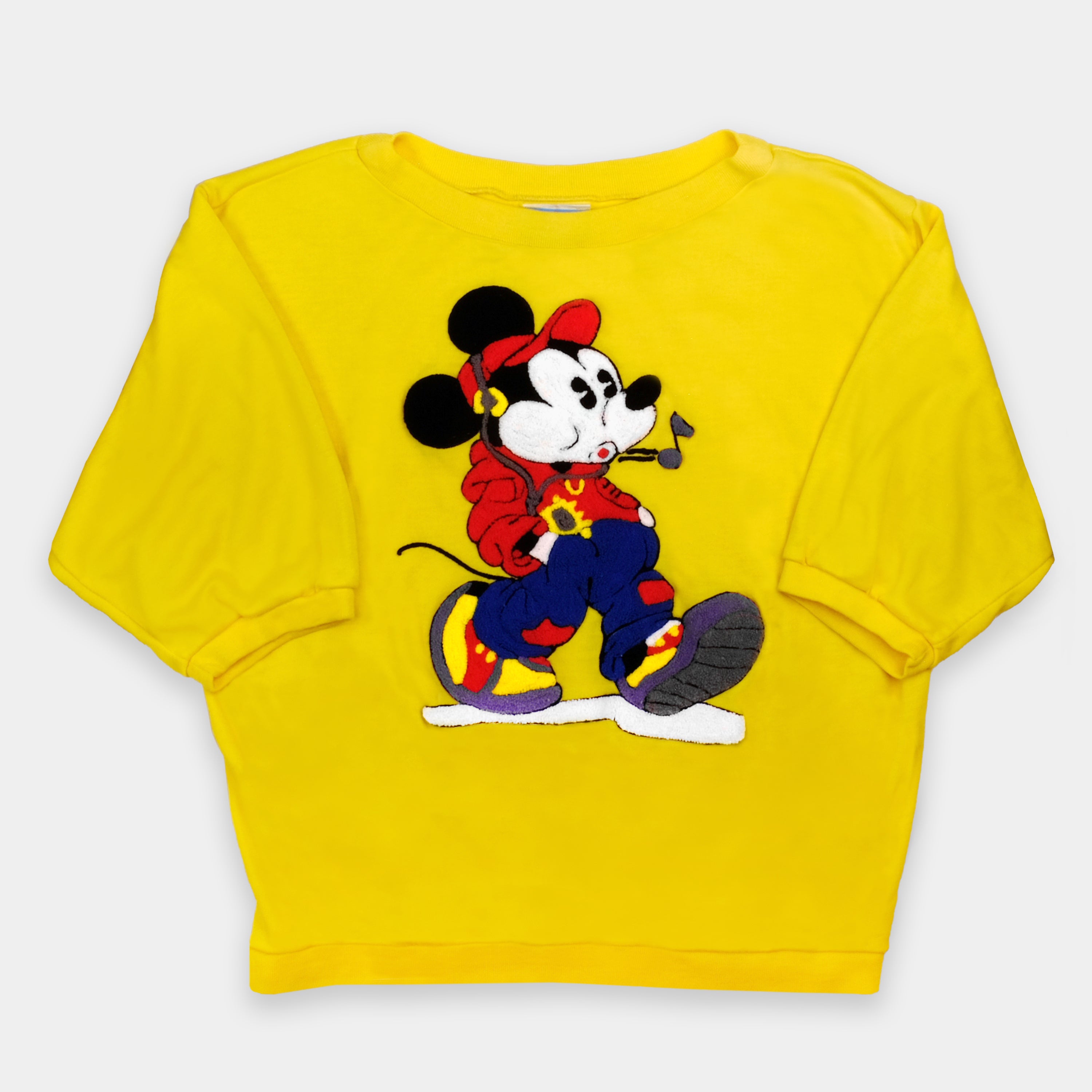 Vintage Sunday Comics Mickey Mouse Yellow 3/4 Length Sweatshirt