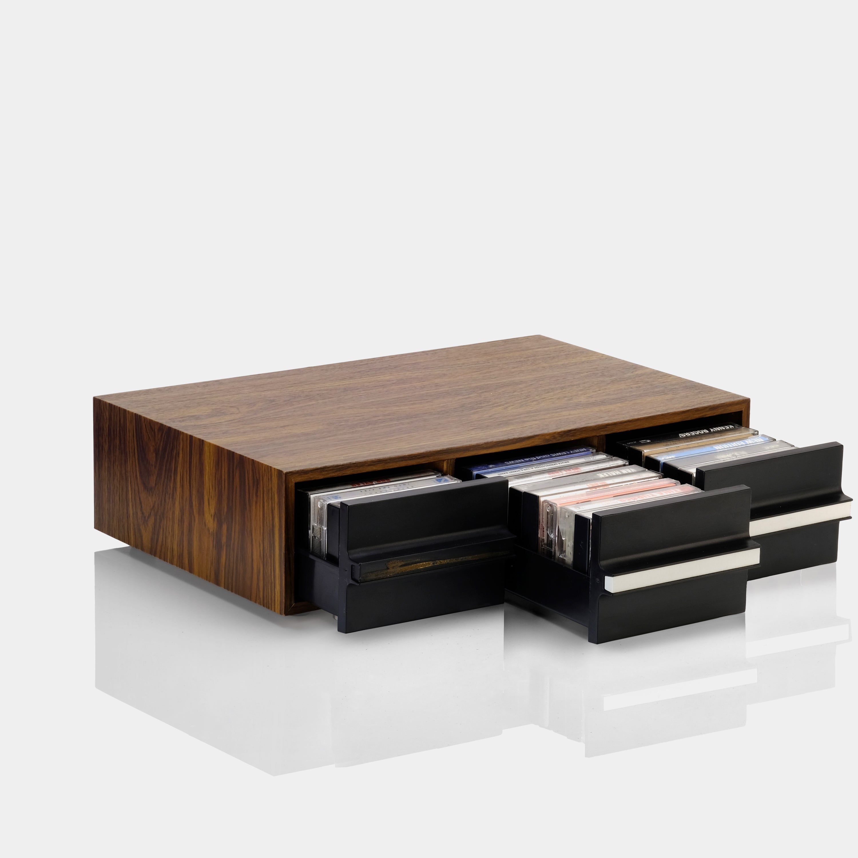 Wood Veneer Cassette Tape Storage Drawers (B-Grade)