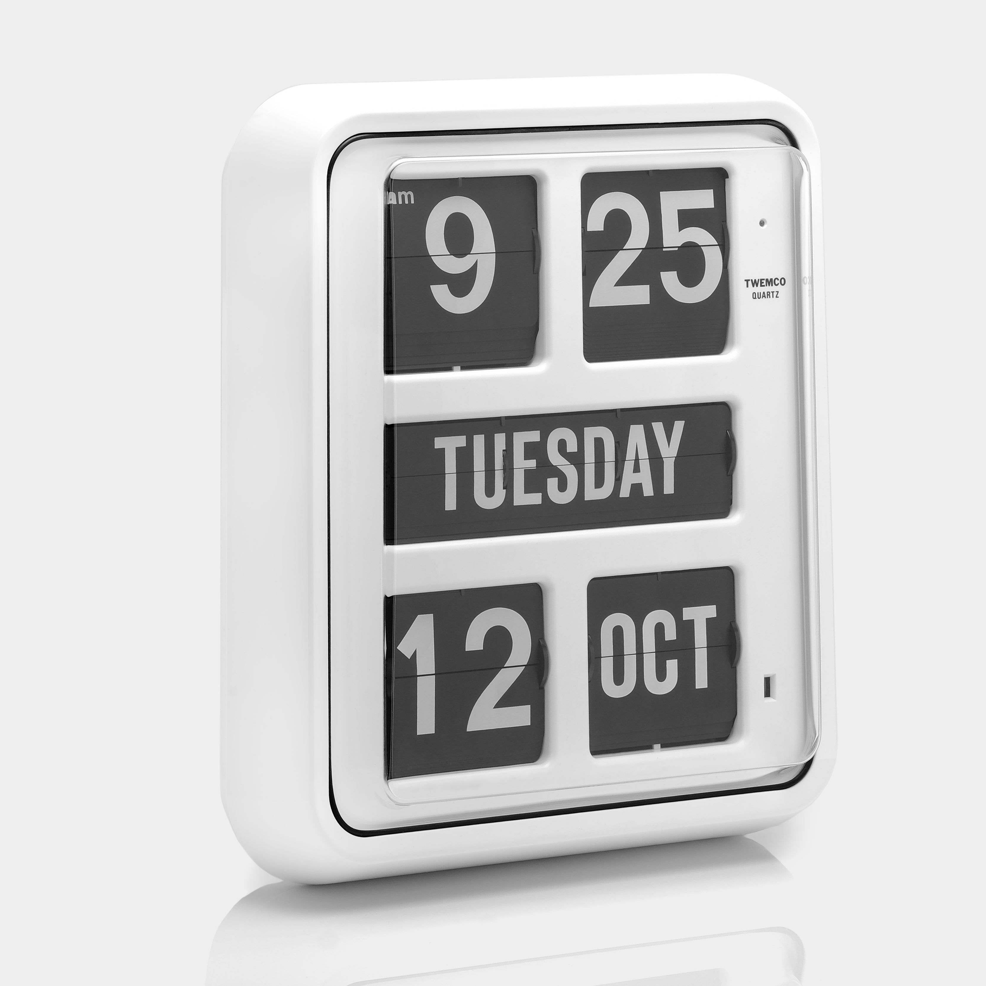 Twemco BQ-170 White Calendar Flip Wall Clock