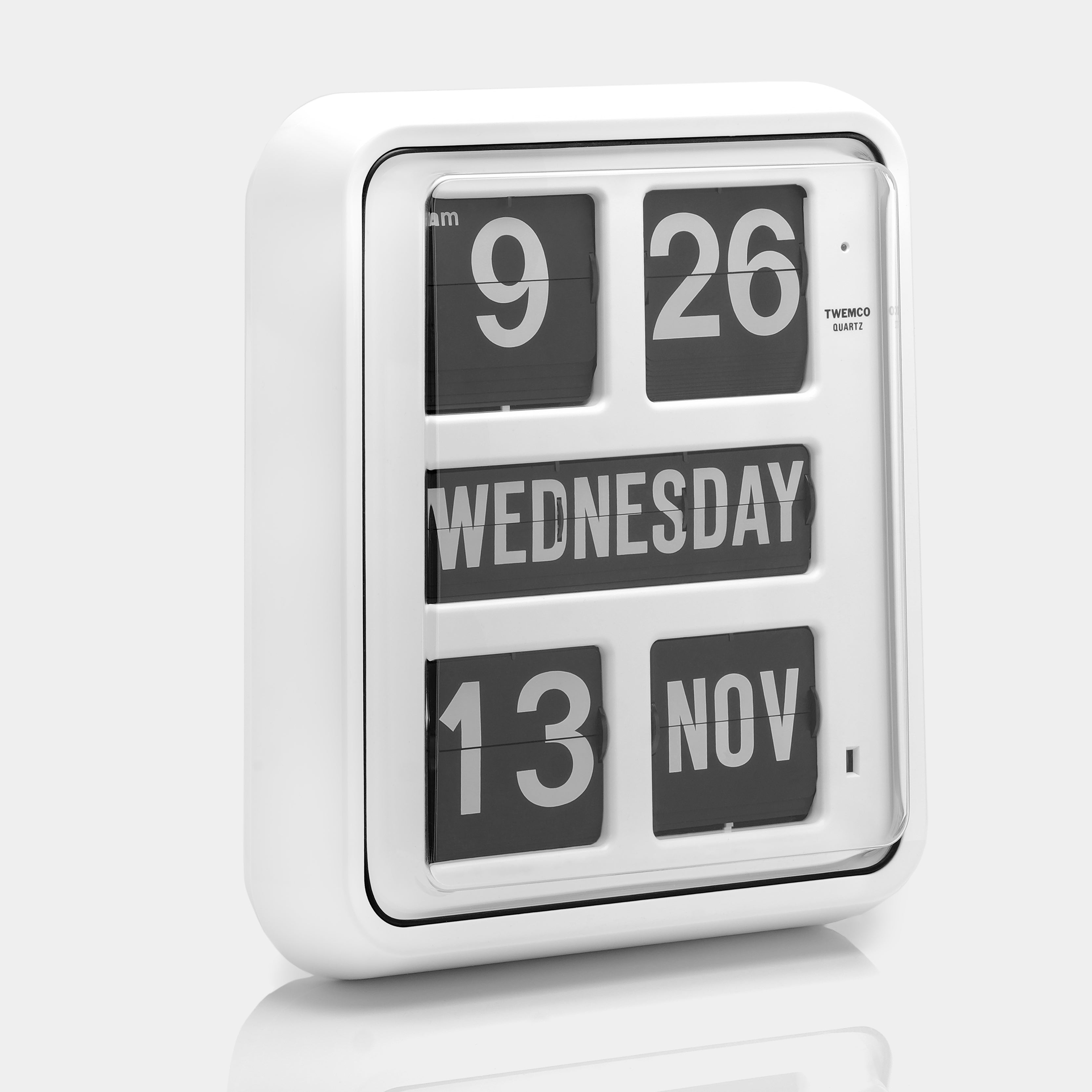 Twemco BQ-170 White Calendar Flip Wall Clock