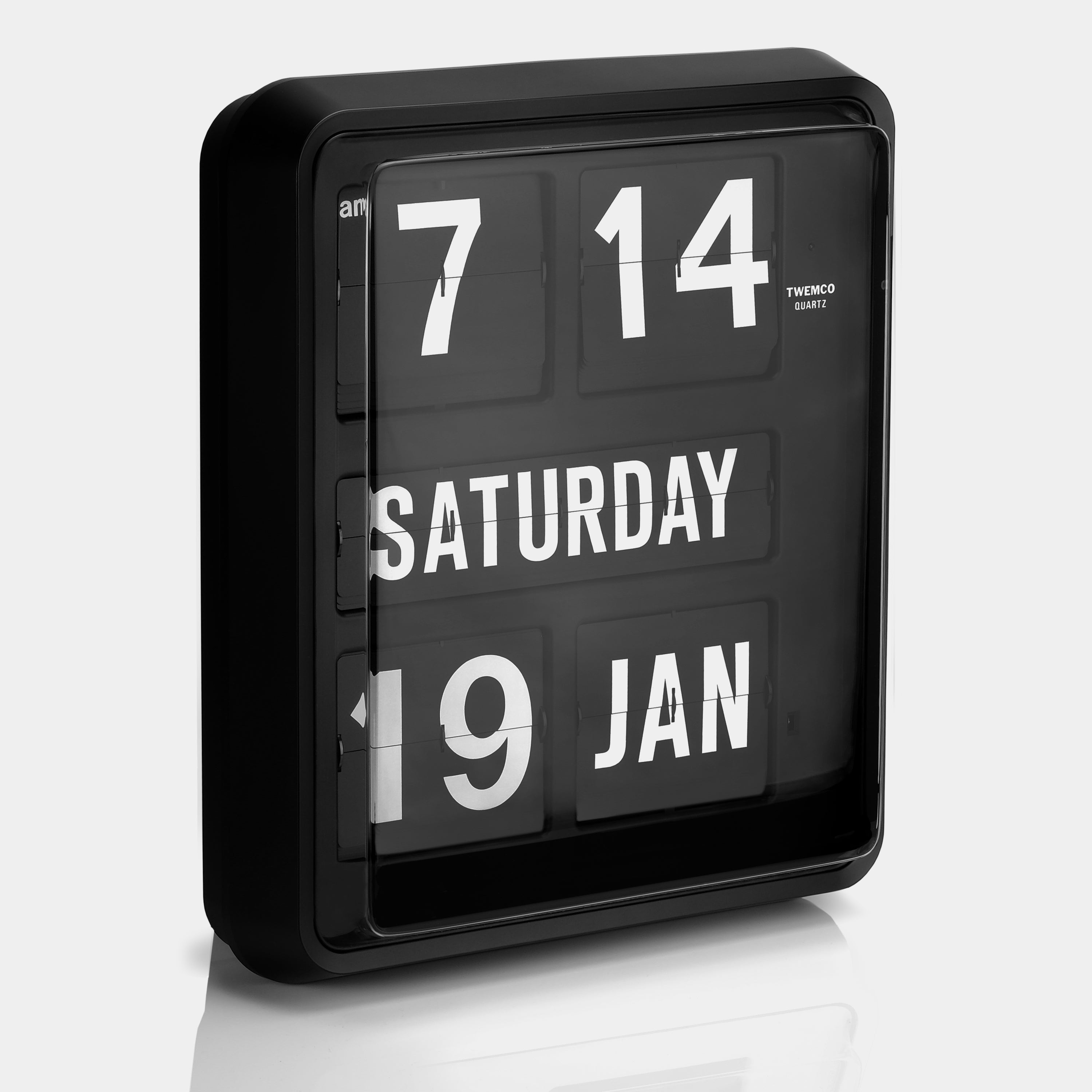 Twemco BQ-1700 Black Calendar Flip Wall Clock