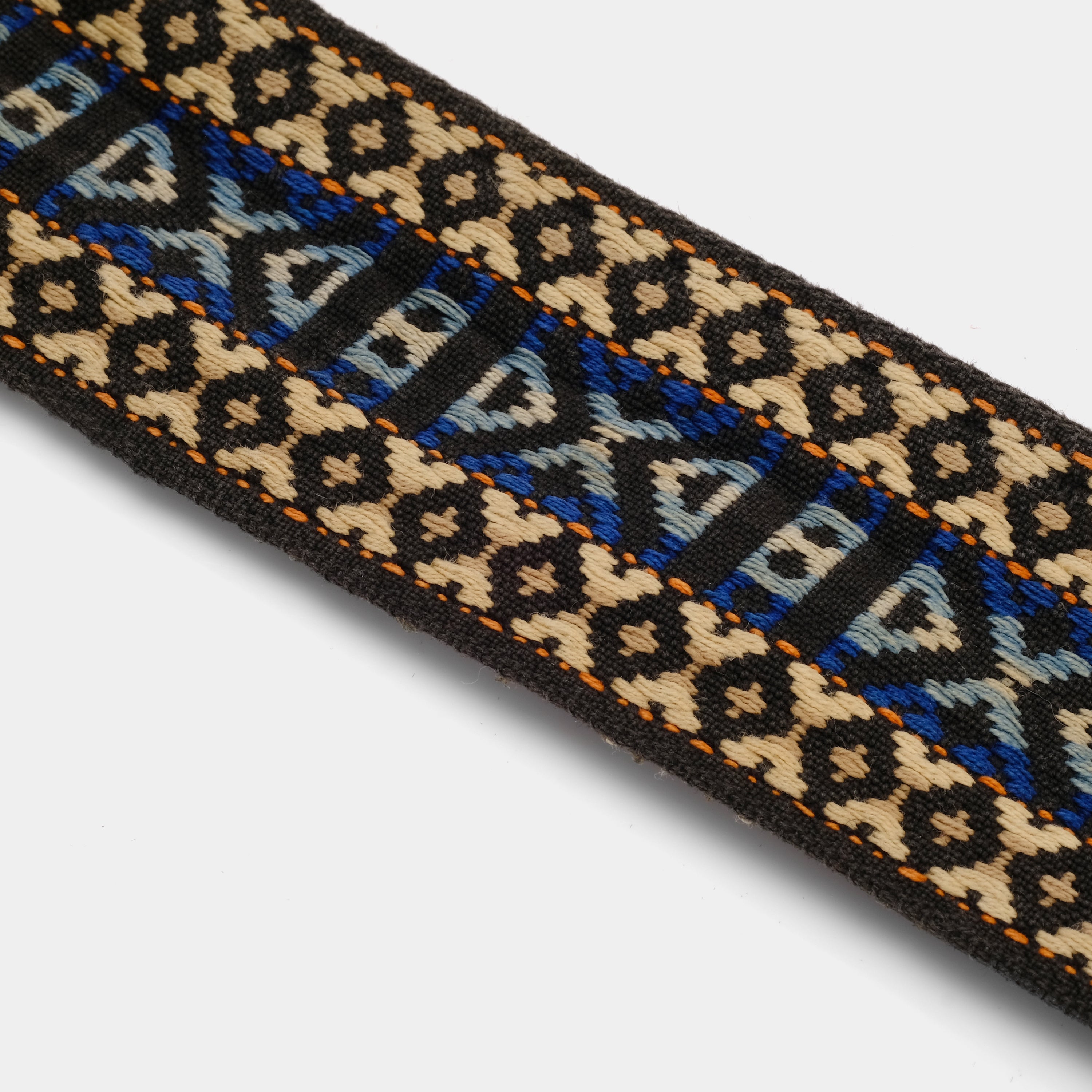 Brown, Beige and Blue Patterned Hippie Camera Strap