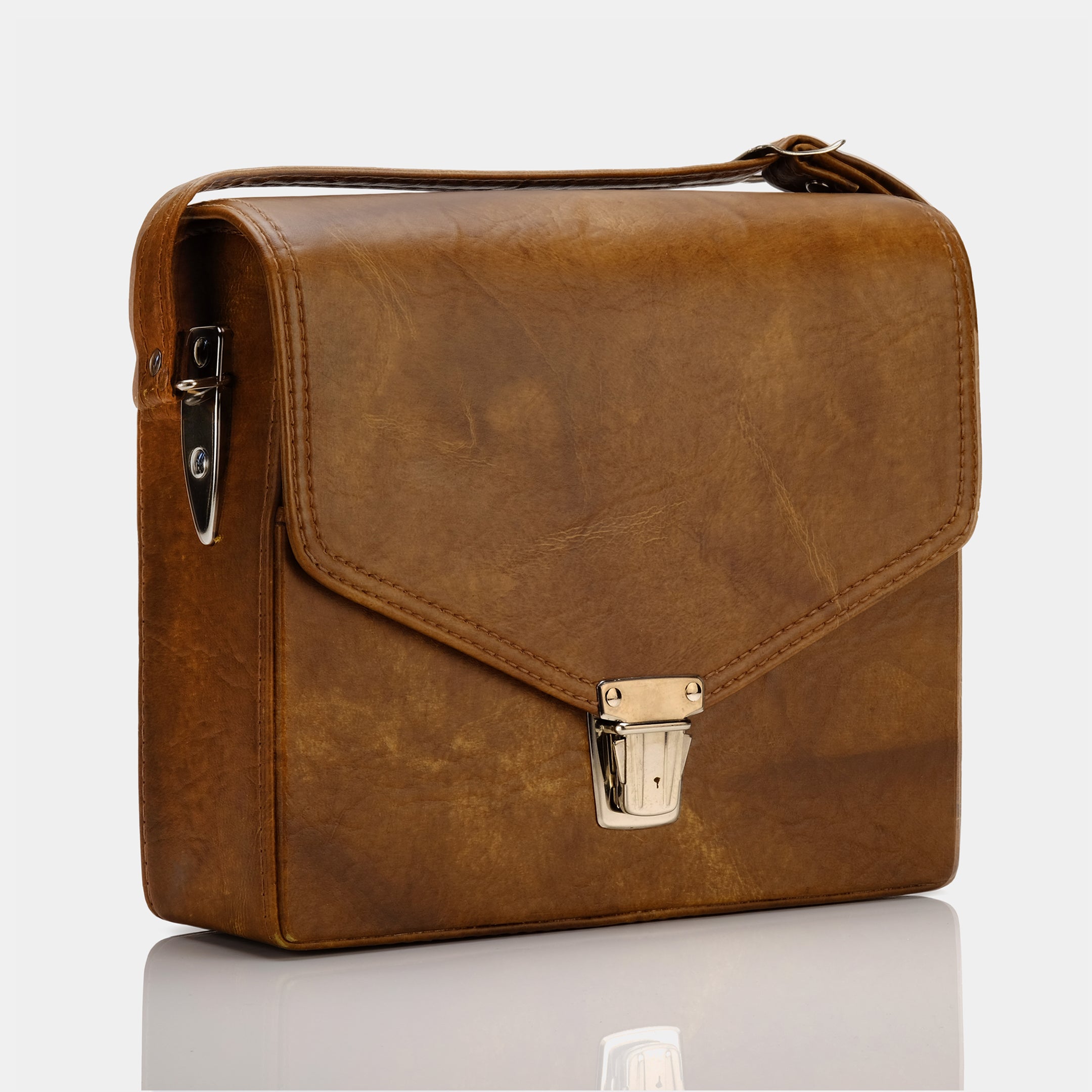 Brown Leather Folding Camera Bag With Detachable Strap
