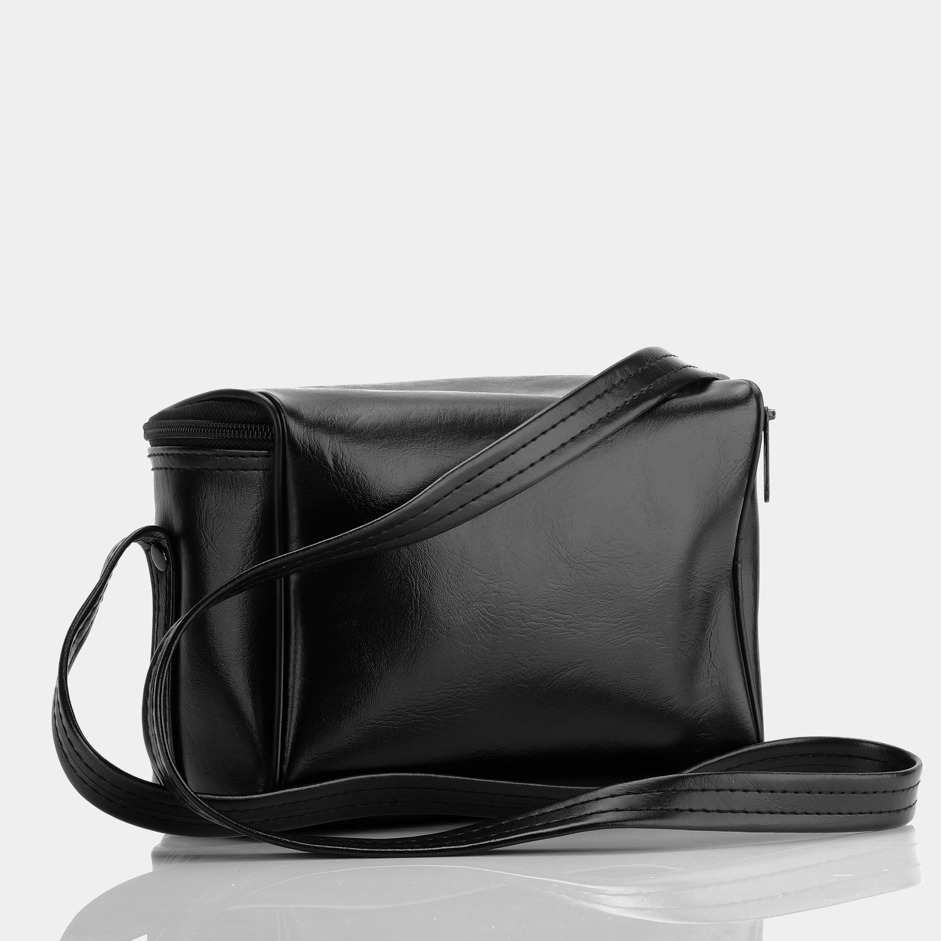 Black Faux Leather Instant Camera Bag