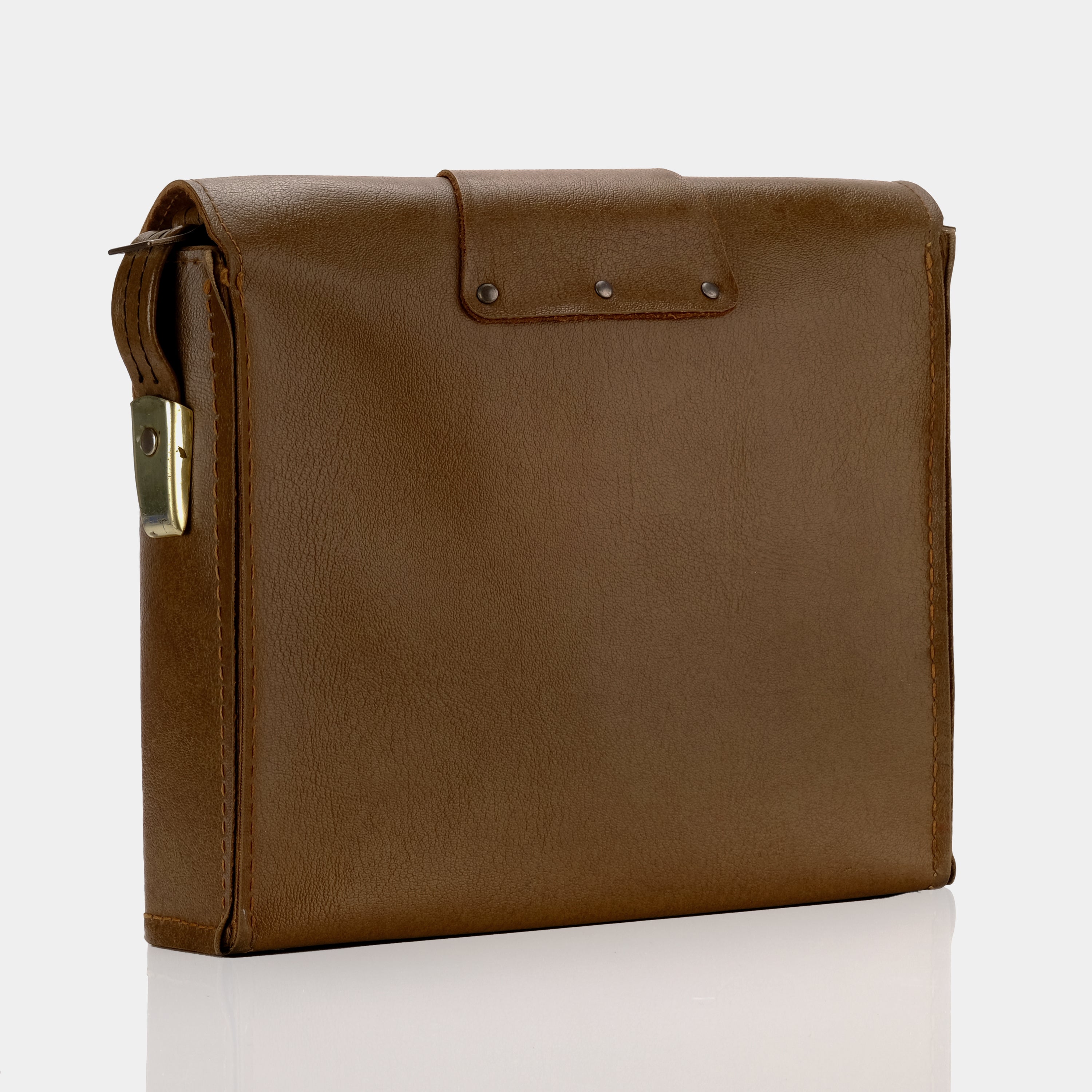 Brown Vegan Leather Folding Camera Bag With Adjustable Strap