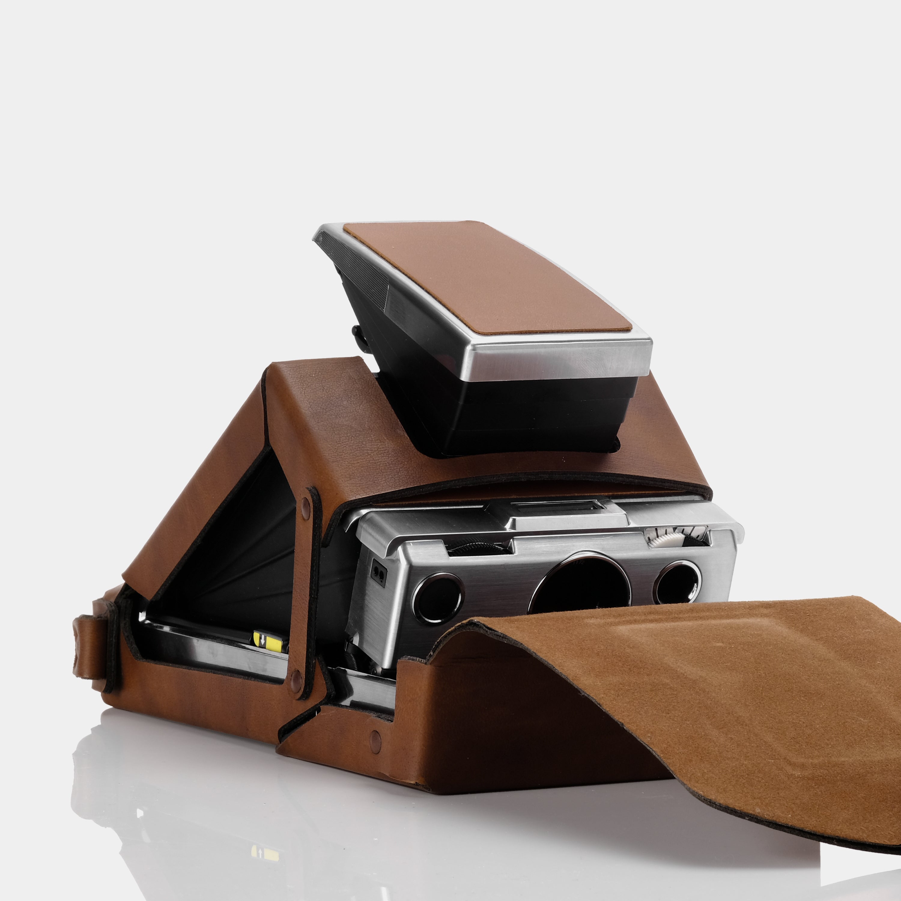 Polaroid SX-70 "Ever-Ready" Style Leather Folding Camera Case (With Tripod Hole)