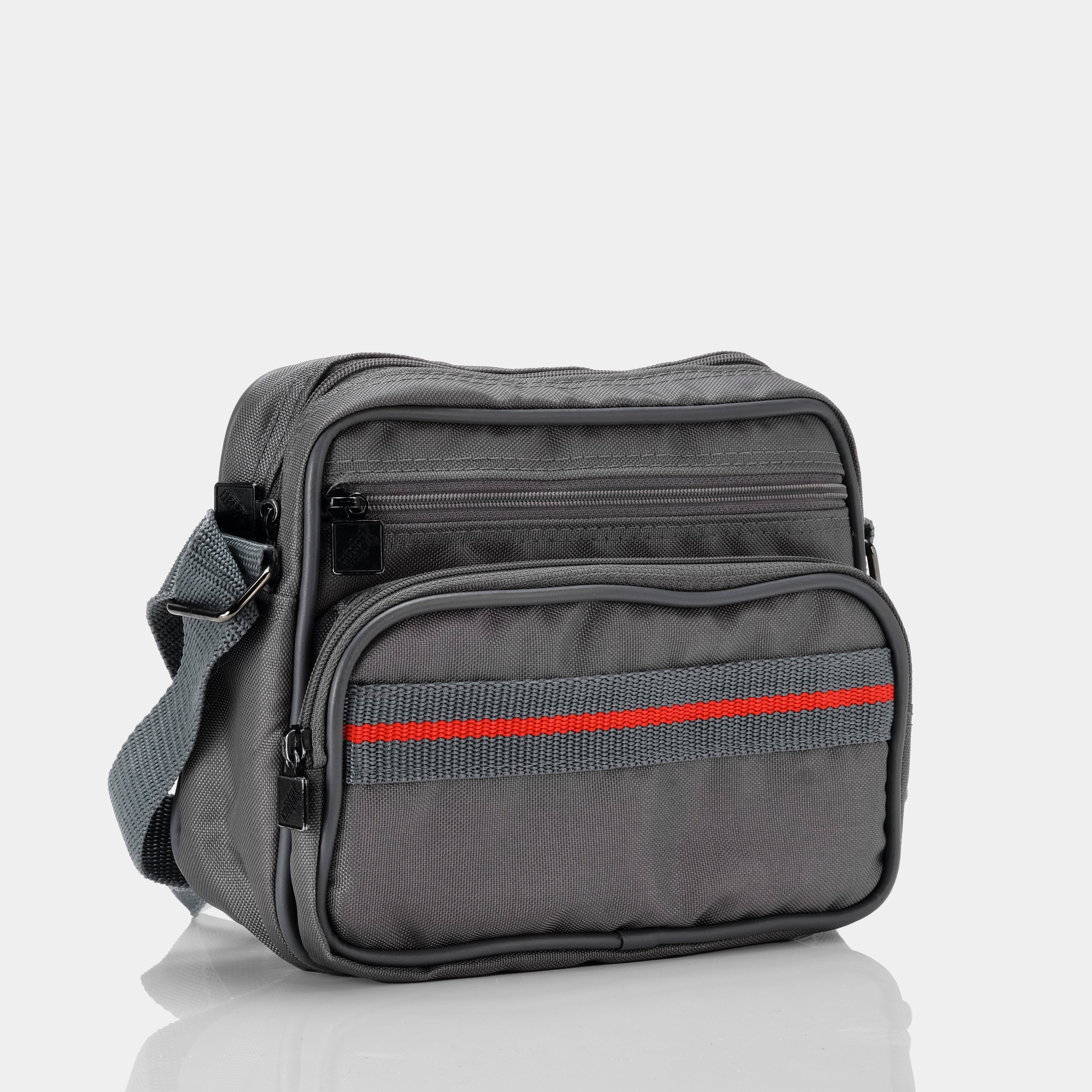 Grey Camera Bag with Red Stripe