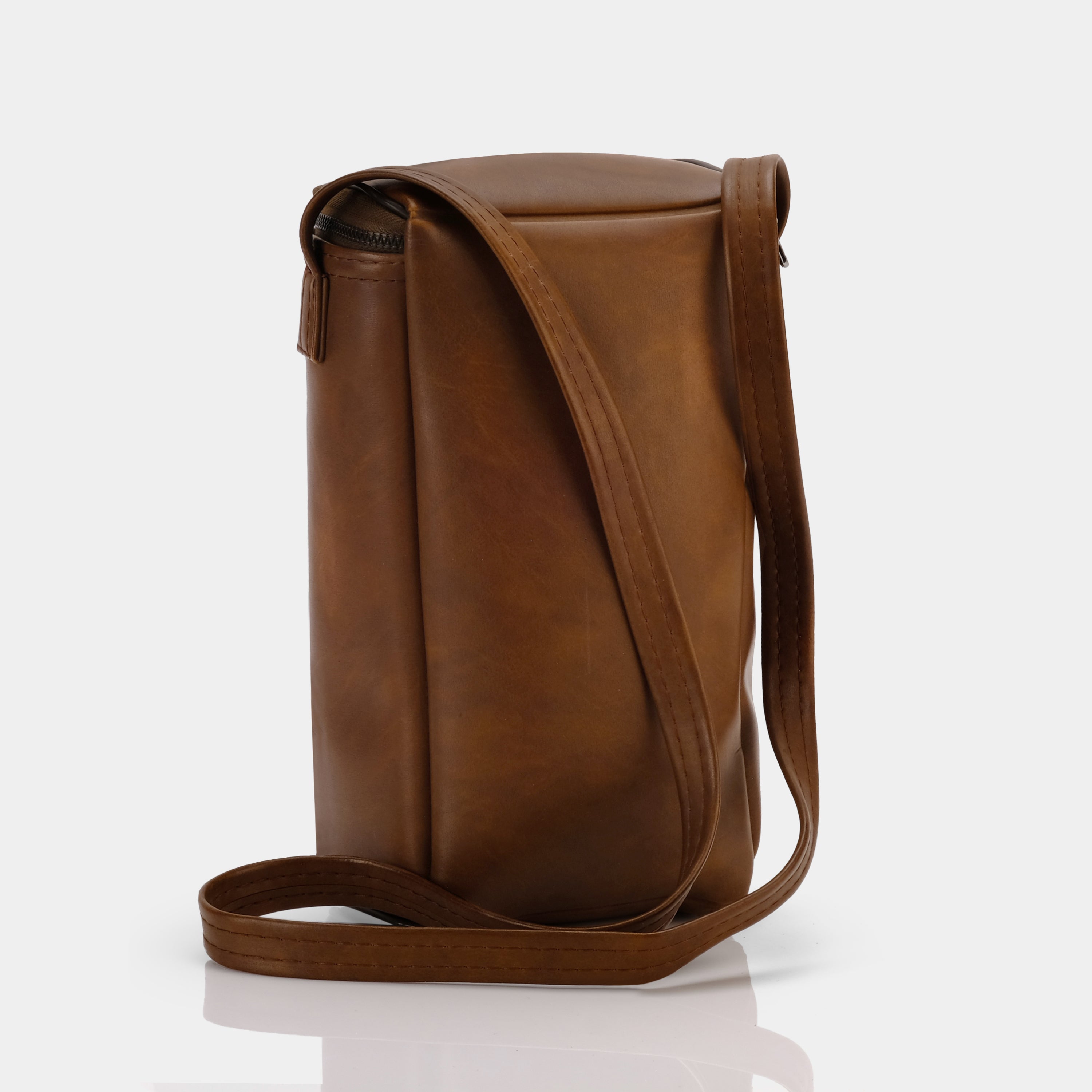 Tall Brown Faux Leather Instant Camera Bag