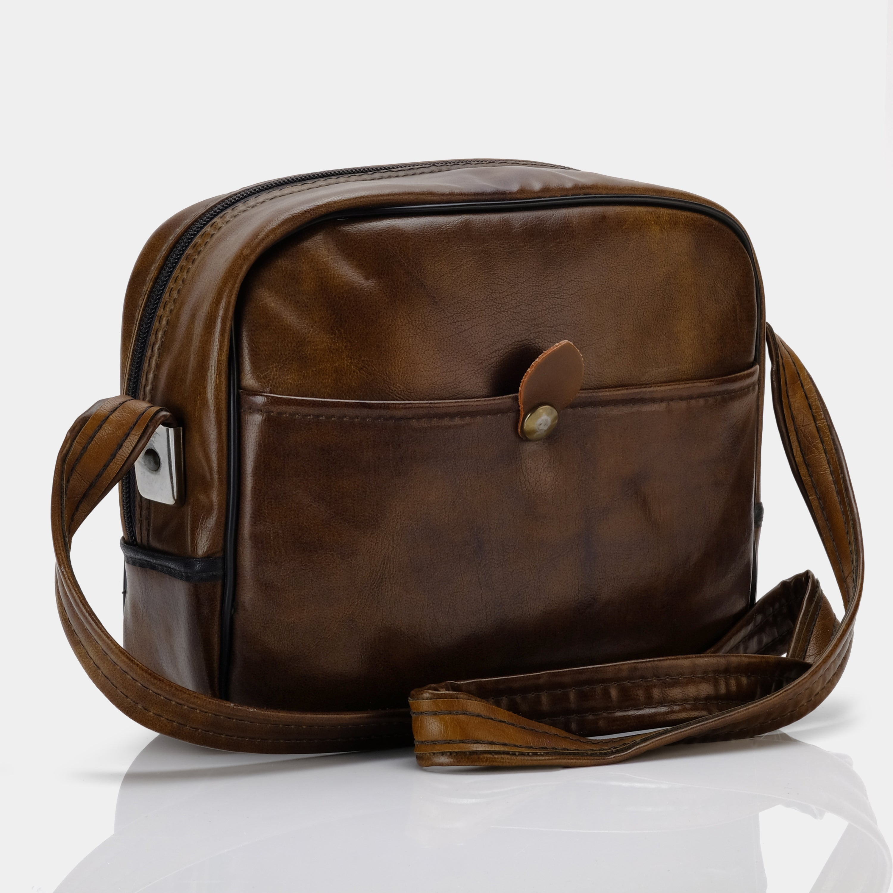 Rounded Brown Leather Camera Bag