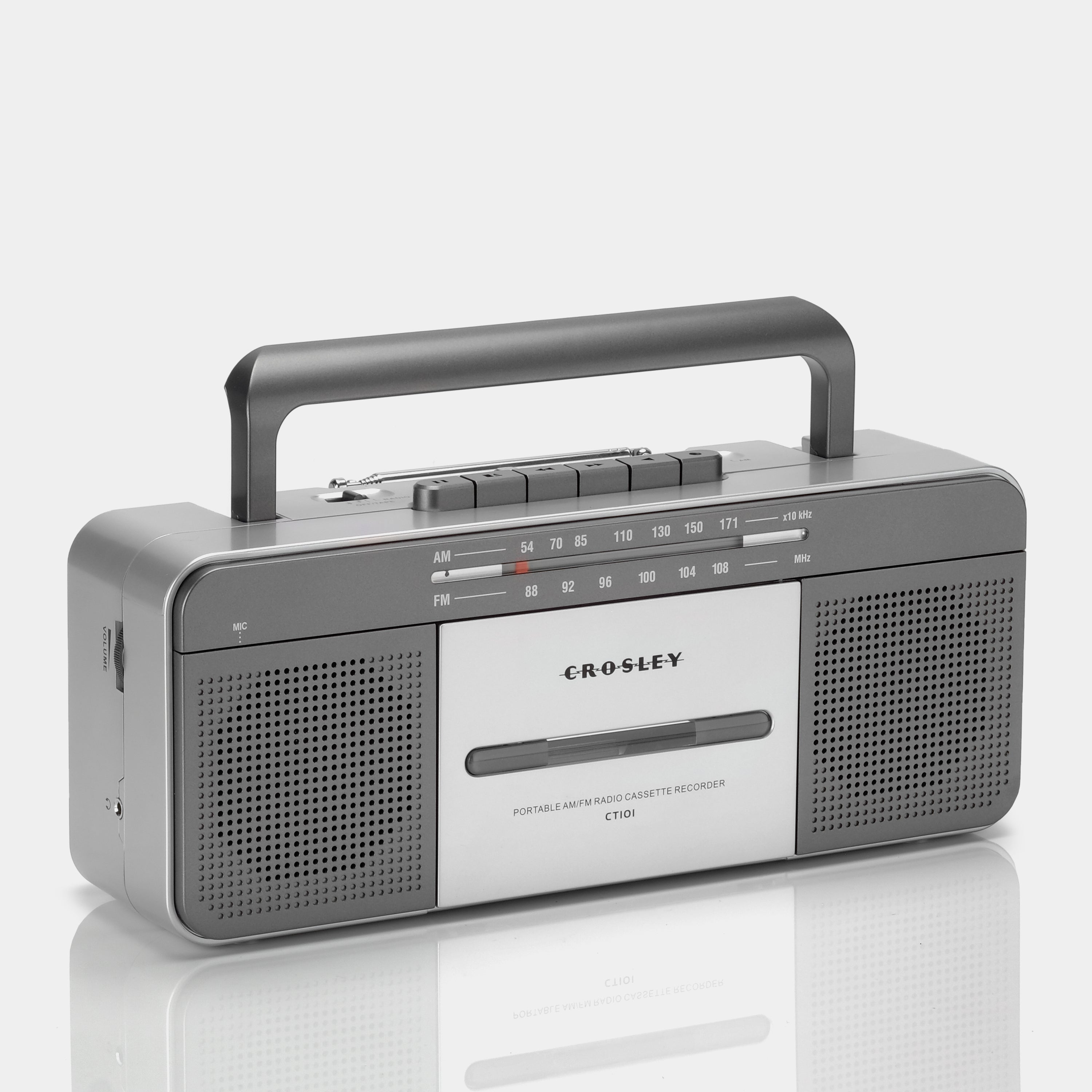 Crosley CT101 Gray AM/FM Boombox Cassette Player with Bluetooth
