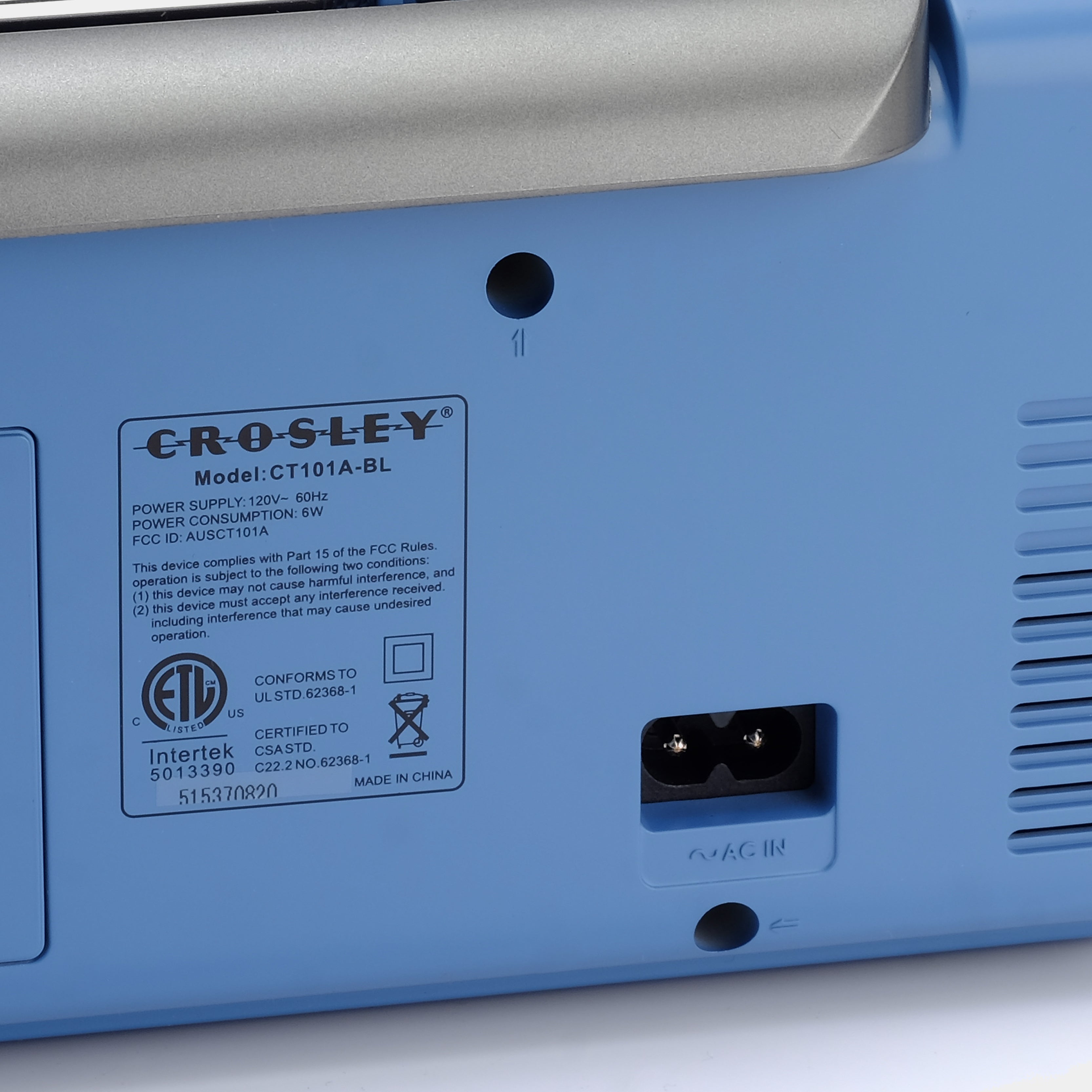 Crosley CT101 Blue AM/FM Boombox Cassette Player with Bluetooth