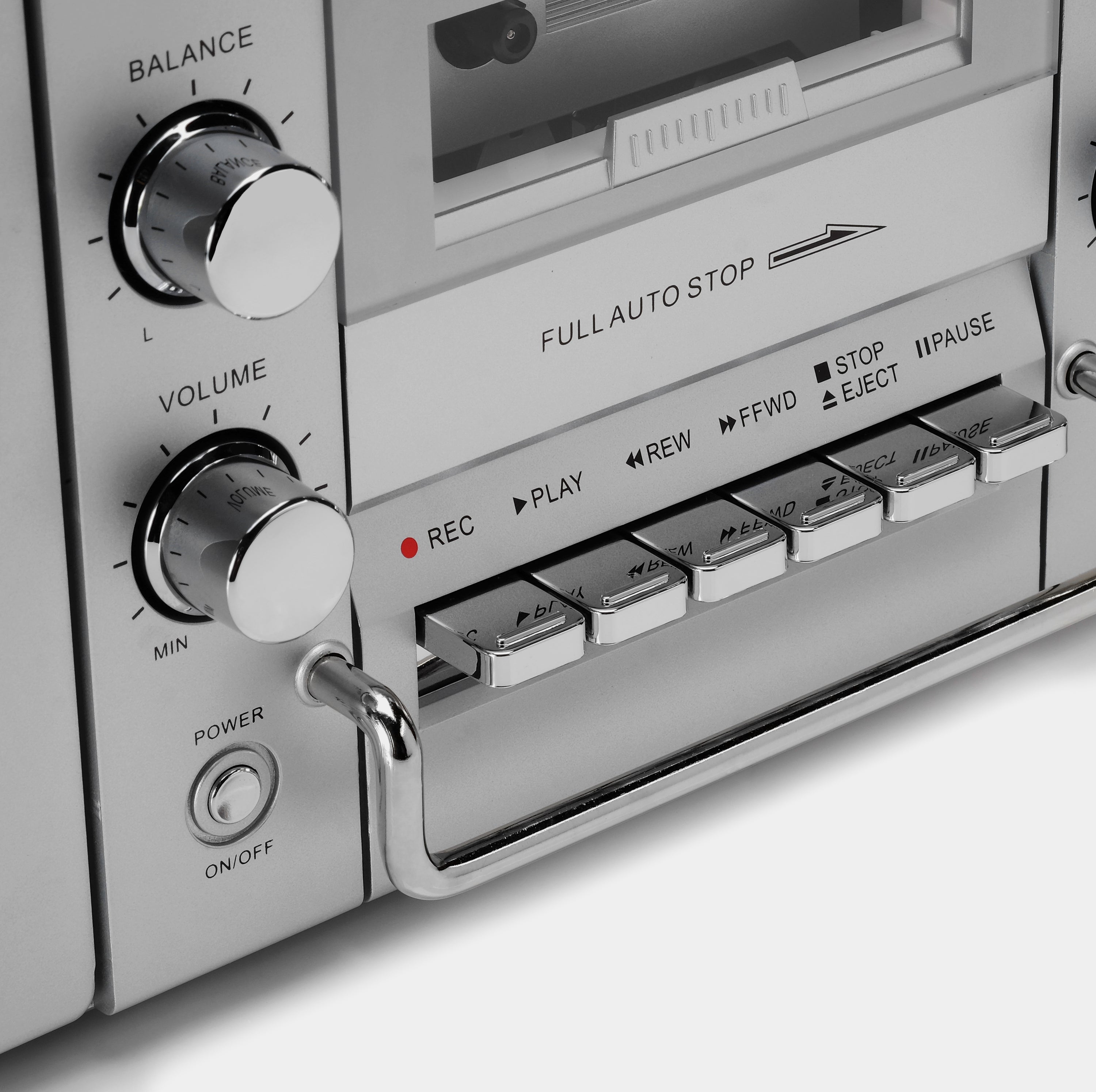 GPO Brooklyn Bluetooth Boombox Stereo Silver Cassette and CD Player