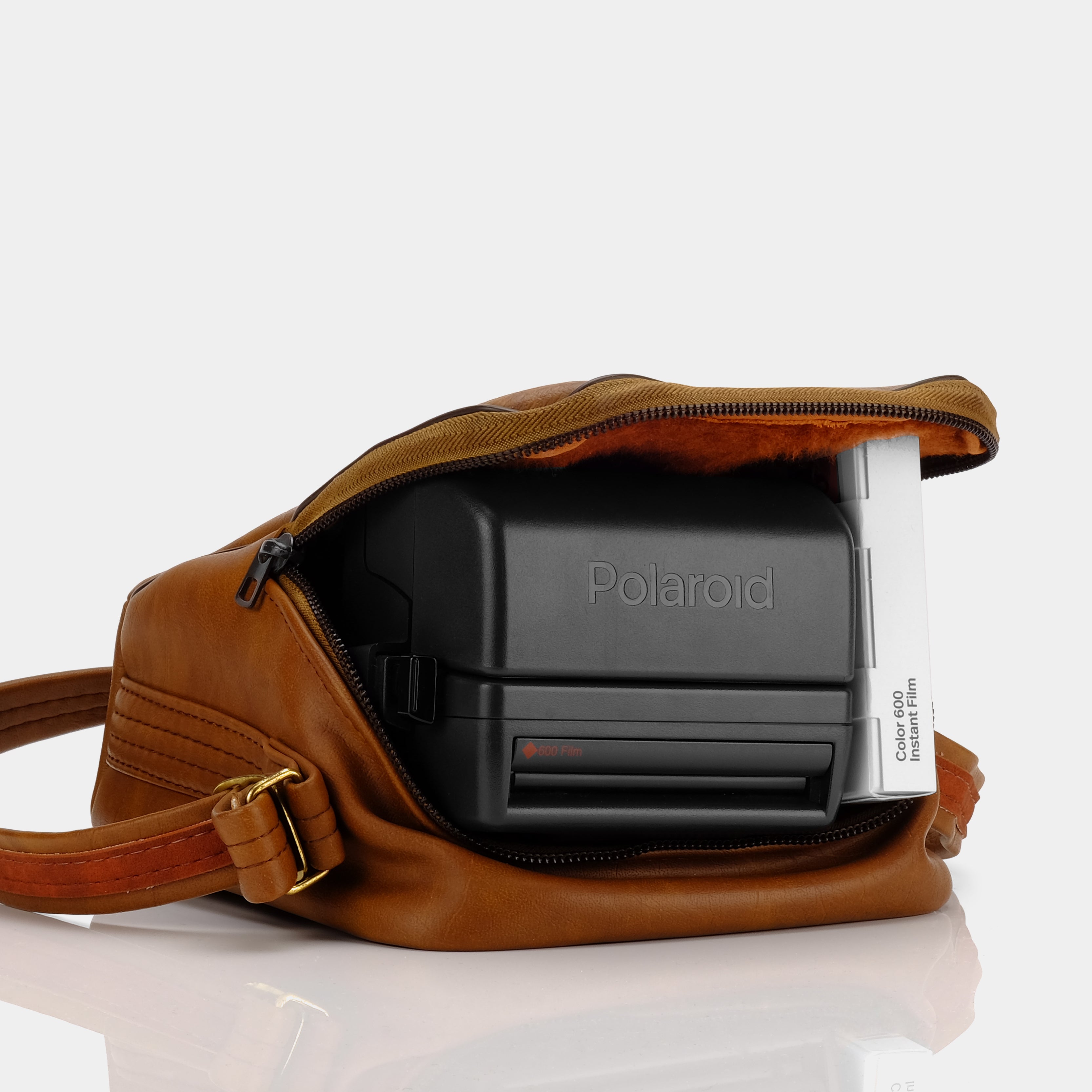 Kodak Brown Leather Camera Bag with Rainbow Logo
