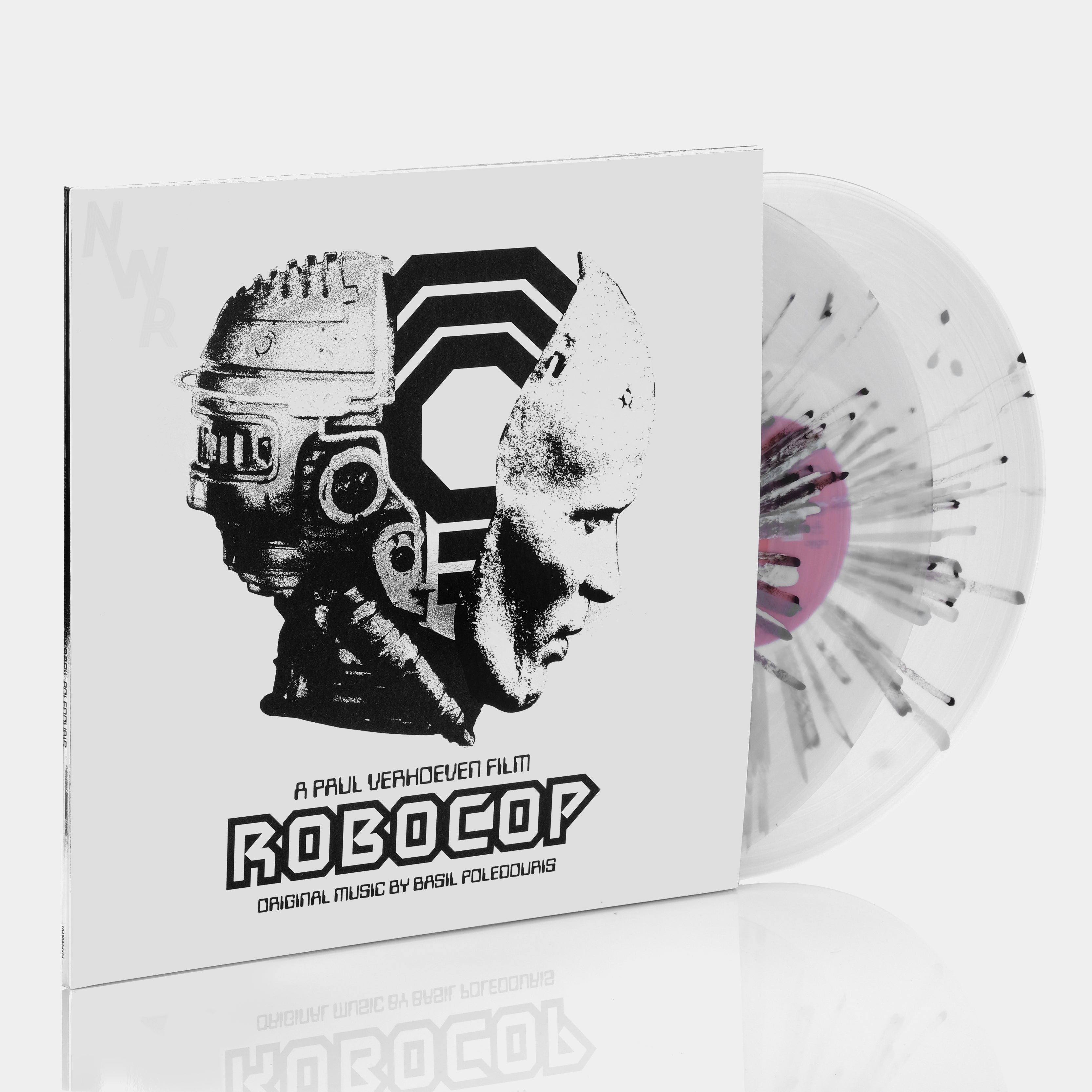 nedbryder Afhængig strøm Robocop LP Clear w/ Black & White Splatter Vinyl Record